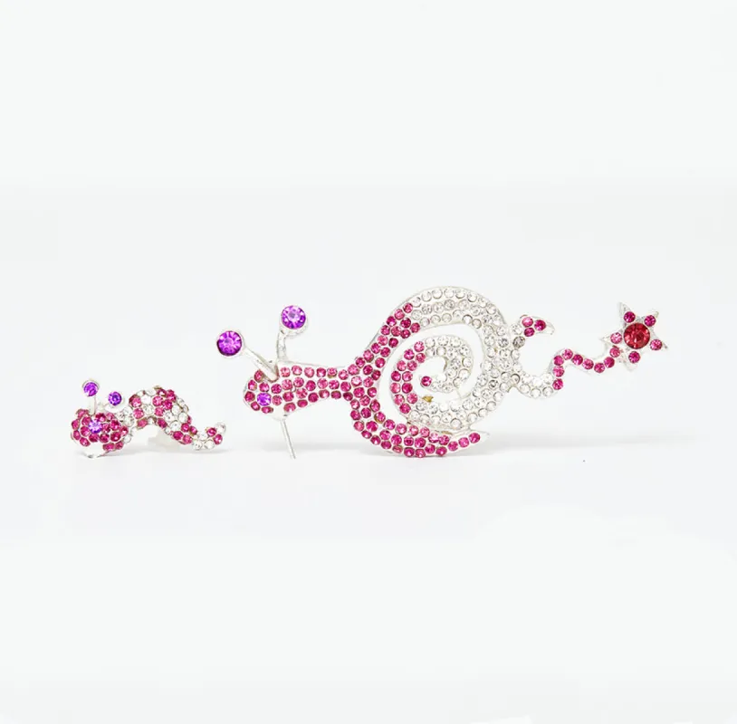RHINESTONE TATTOO SNAIL EARRING HOT PINK sold by Collina Strada