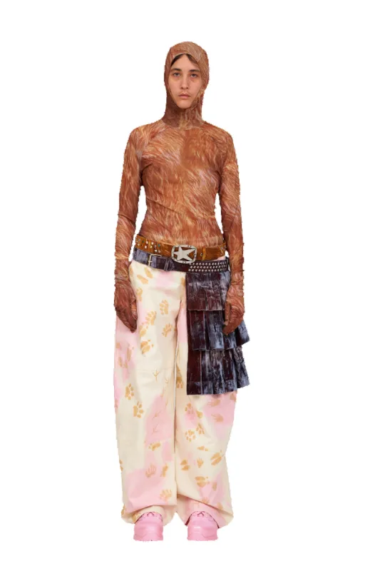 BROWN FUR PURR HOODED TOP made by Collina Strada