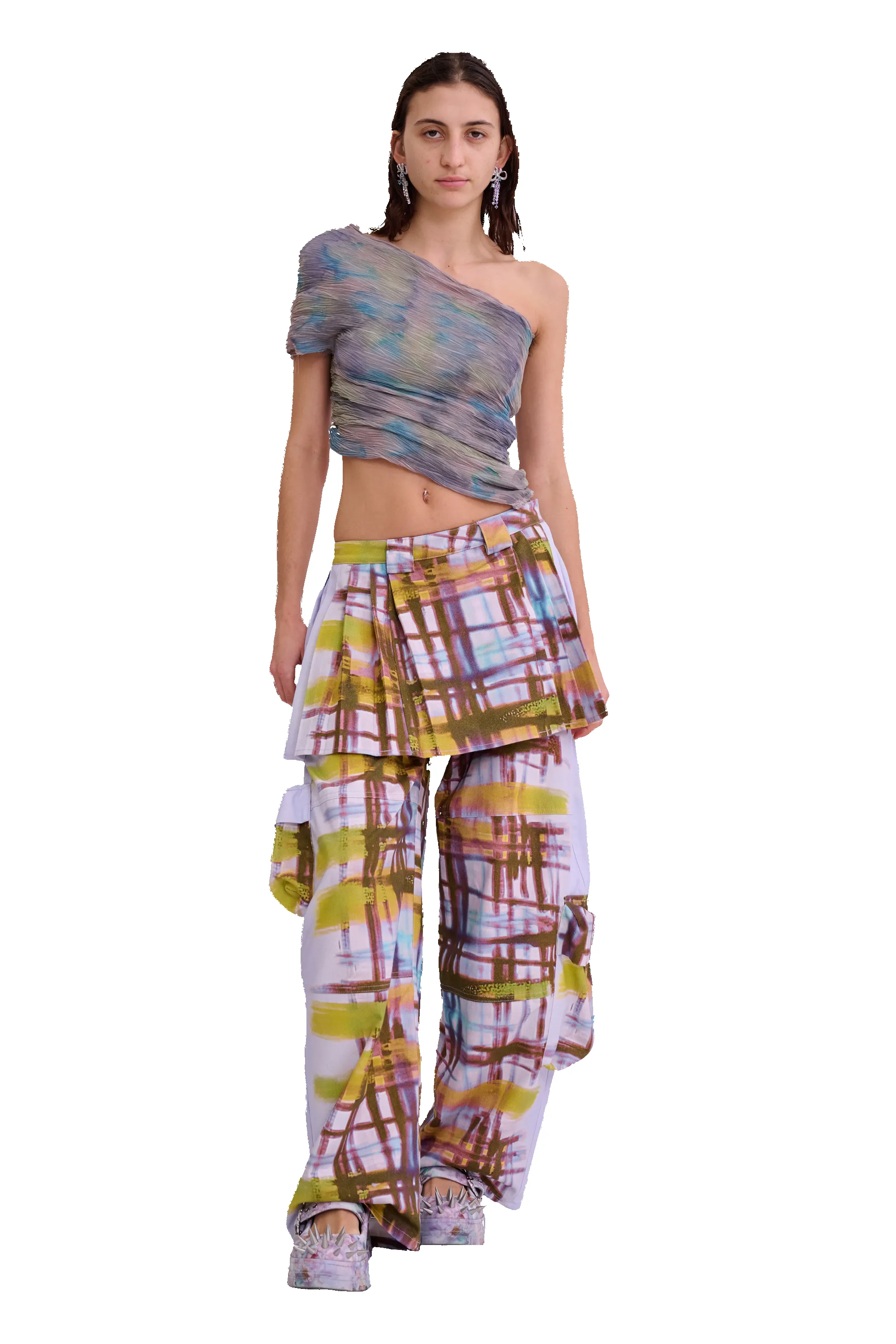 PAINTED PLAID LAWN SKIRT CARGO PANT sold by Collina Strada product image thumbnail 2