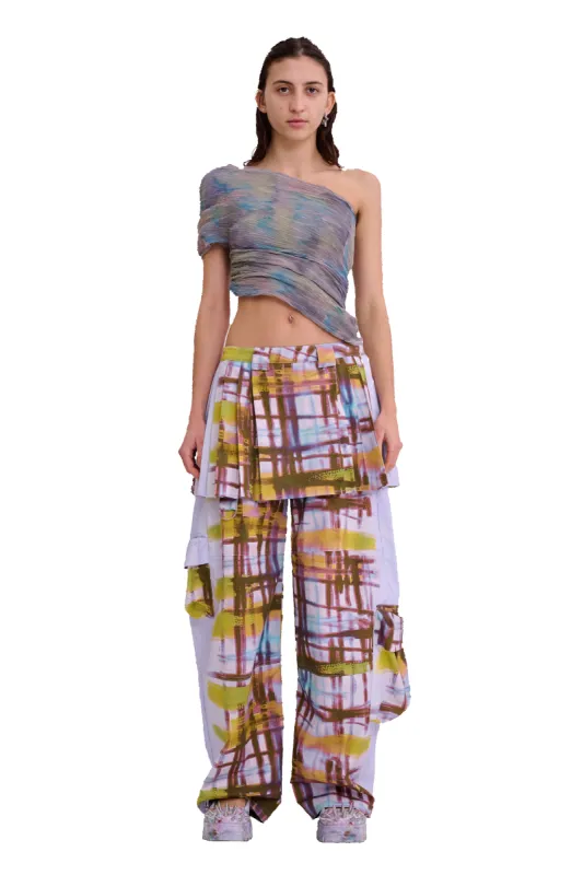 PAINTED PLAID LAWN SKIRT CARGO PANT sold by Collina Strada