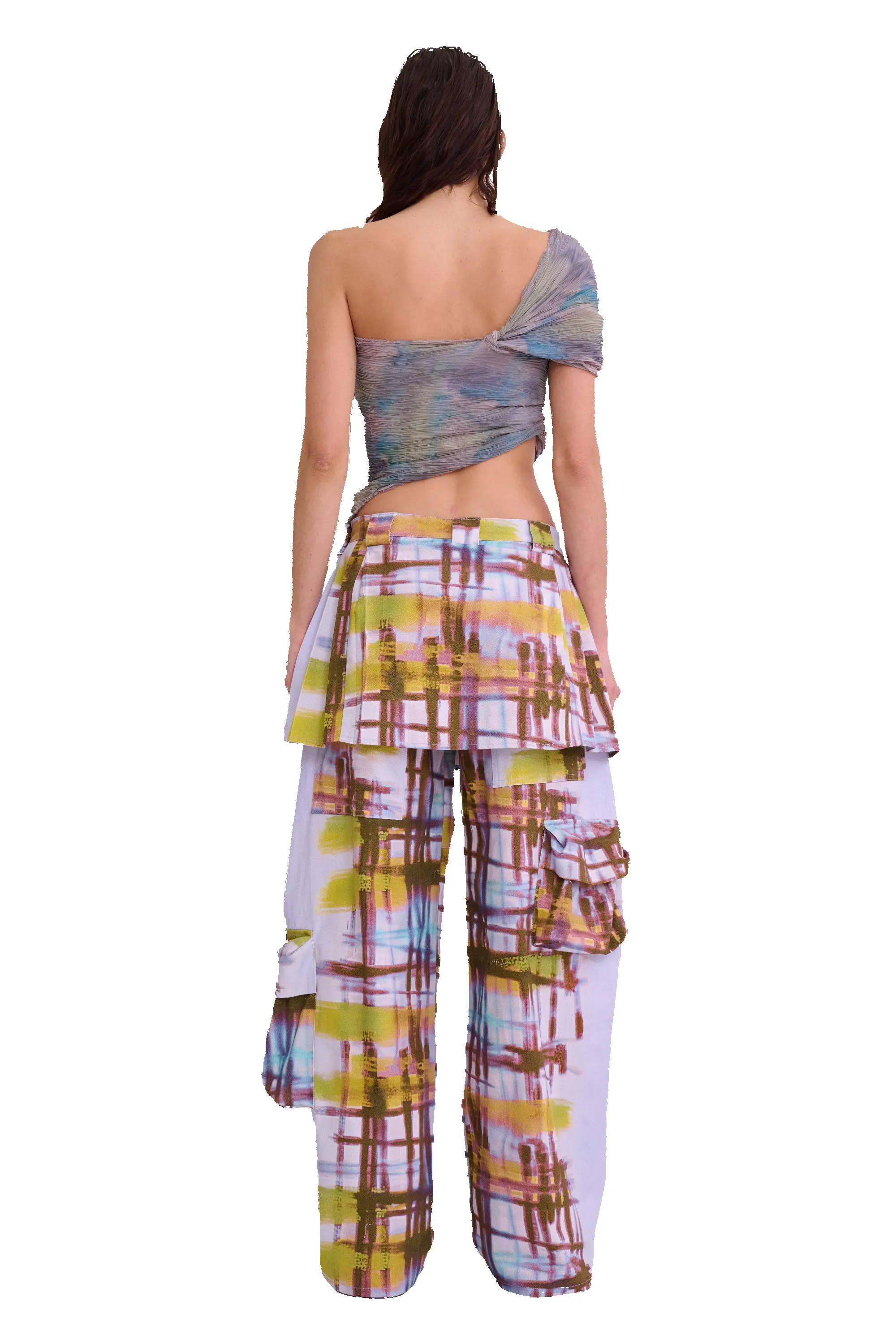 PAINTED PLAID LAWN SKIRT CARGO PANT sold by Collina Strada product image thumbnail 5