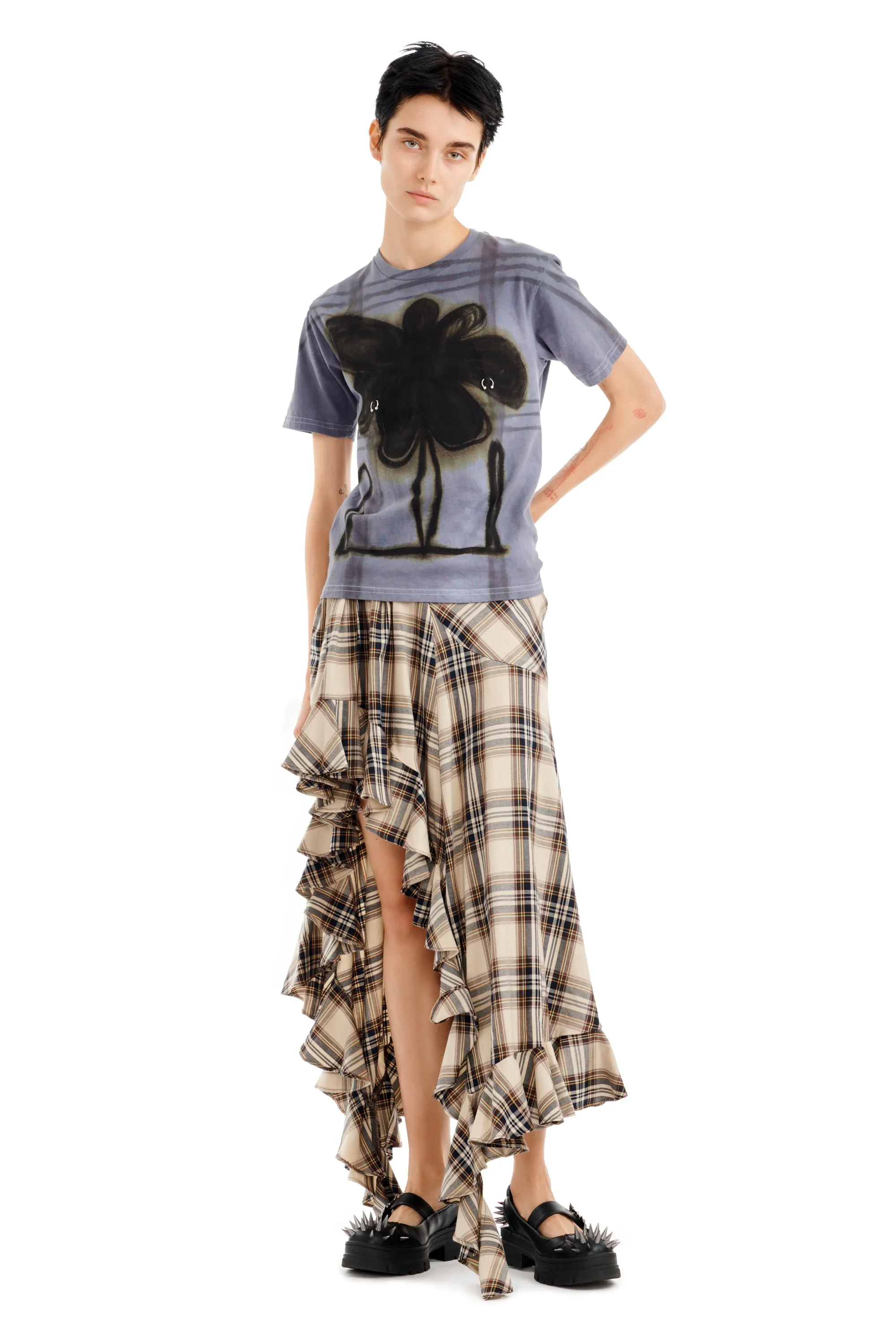 SAND PLAID FLORIST SKIRT sold by Collina Strada product image thumbnail 4