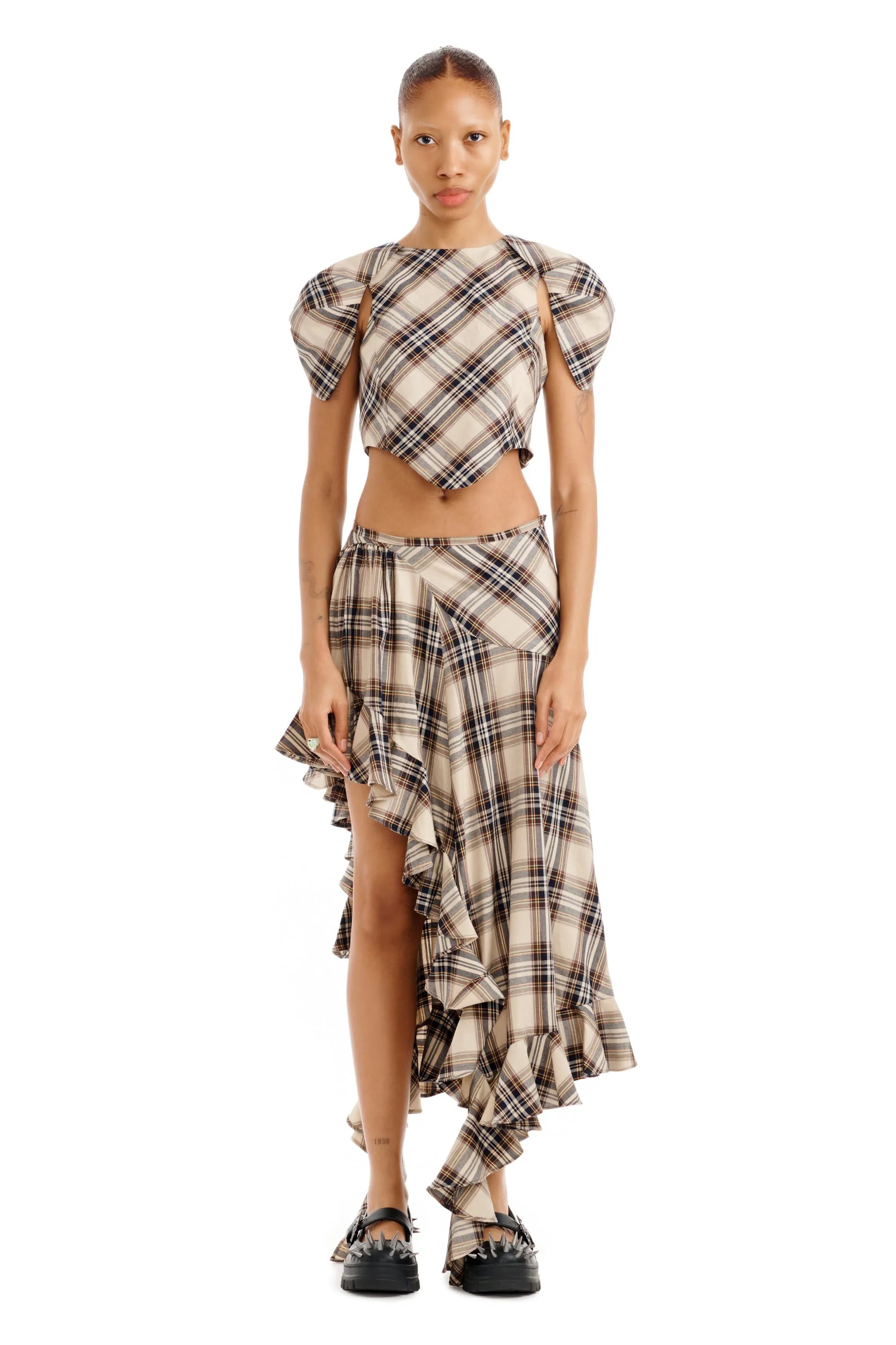 SAND PLAID FLORIST SKIRT sold by Collina Strada