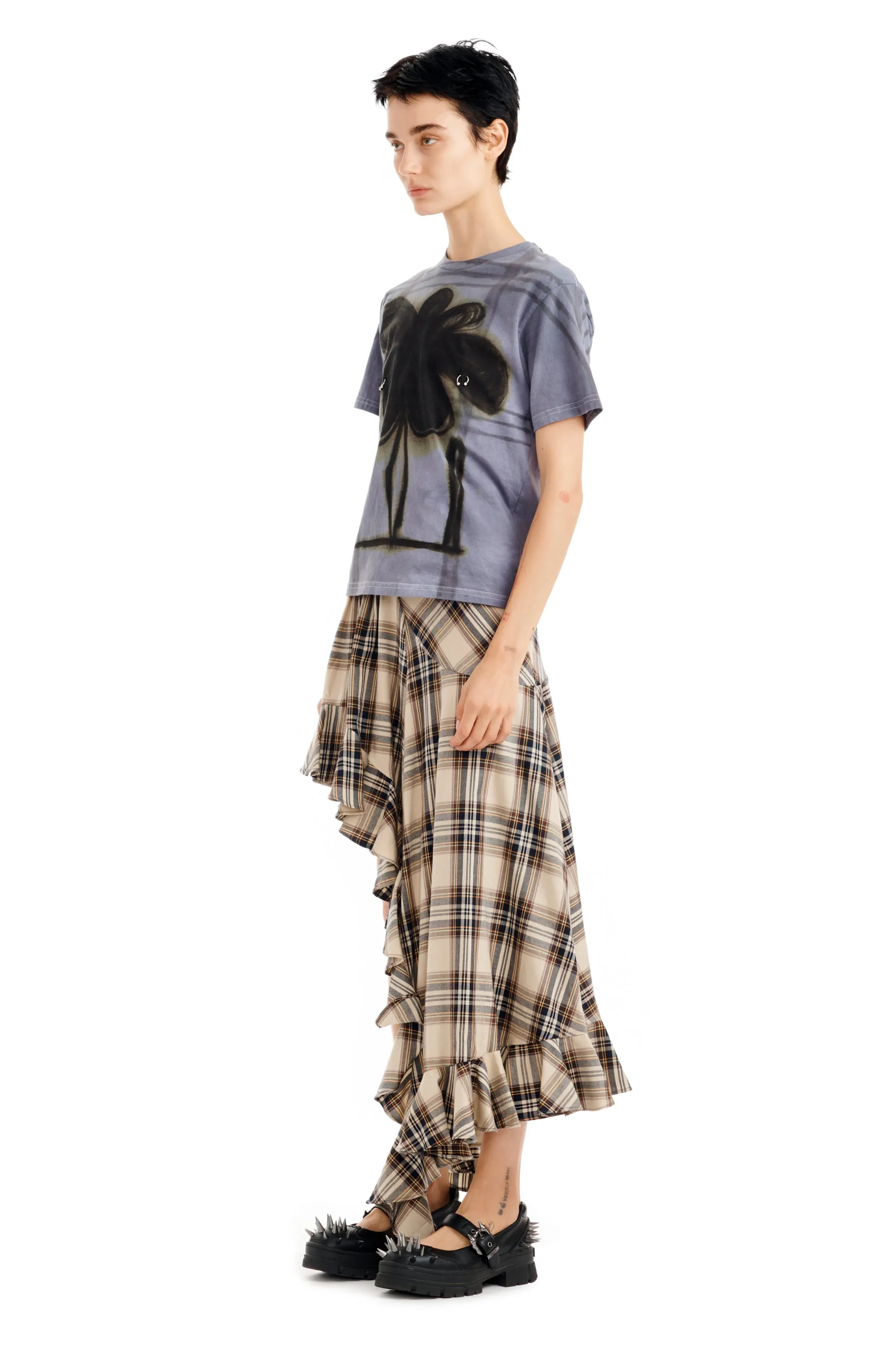 SAND PLAID FLORIST SKIRT sold by Collina Strada product image thumbnail 5