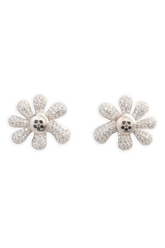 CRYSTAL CLEAR PAVE HAPPY BLOSSOM EARRING sold by Collina Strada