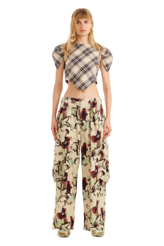 WATERCOLOR FLORAL PLEATED CARGO PANT sold by Collina Strada