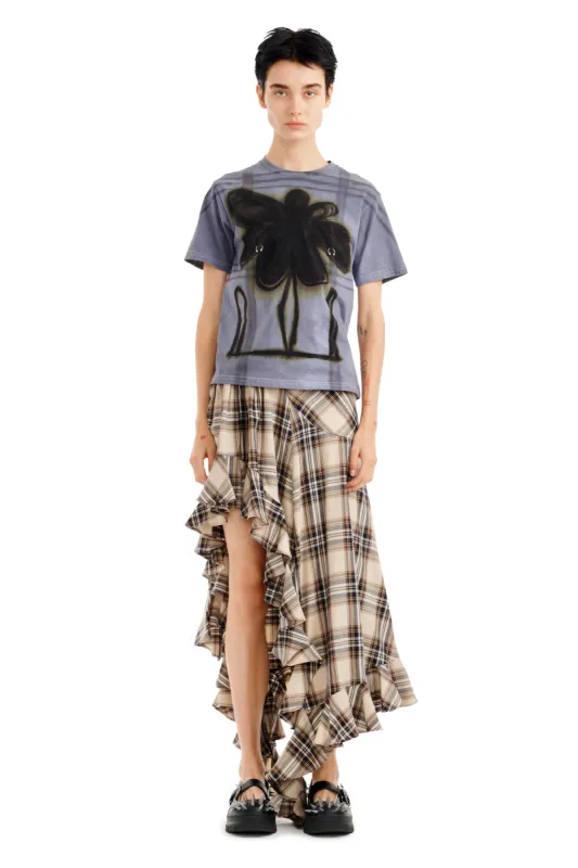 MIDNIGHT FLOWER POT PLAID PIERCED TEE sold by Collina Strada