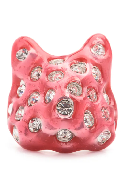 HOT PINK PUFFY BUNNY RING sold by Collina Strada