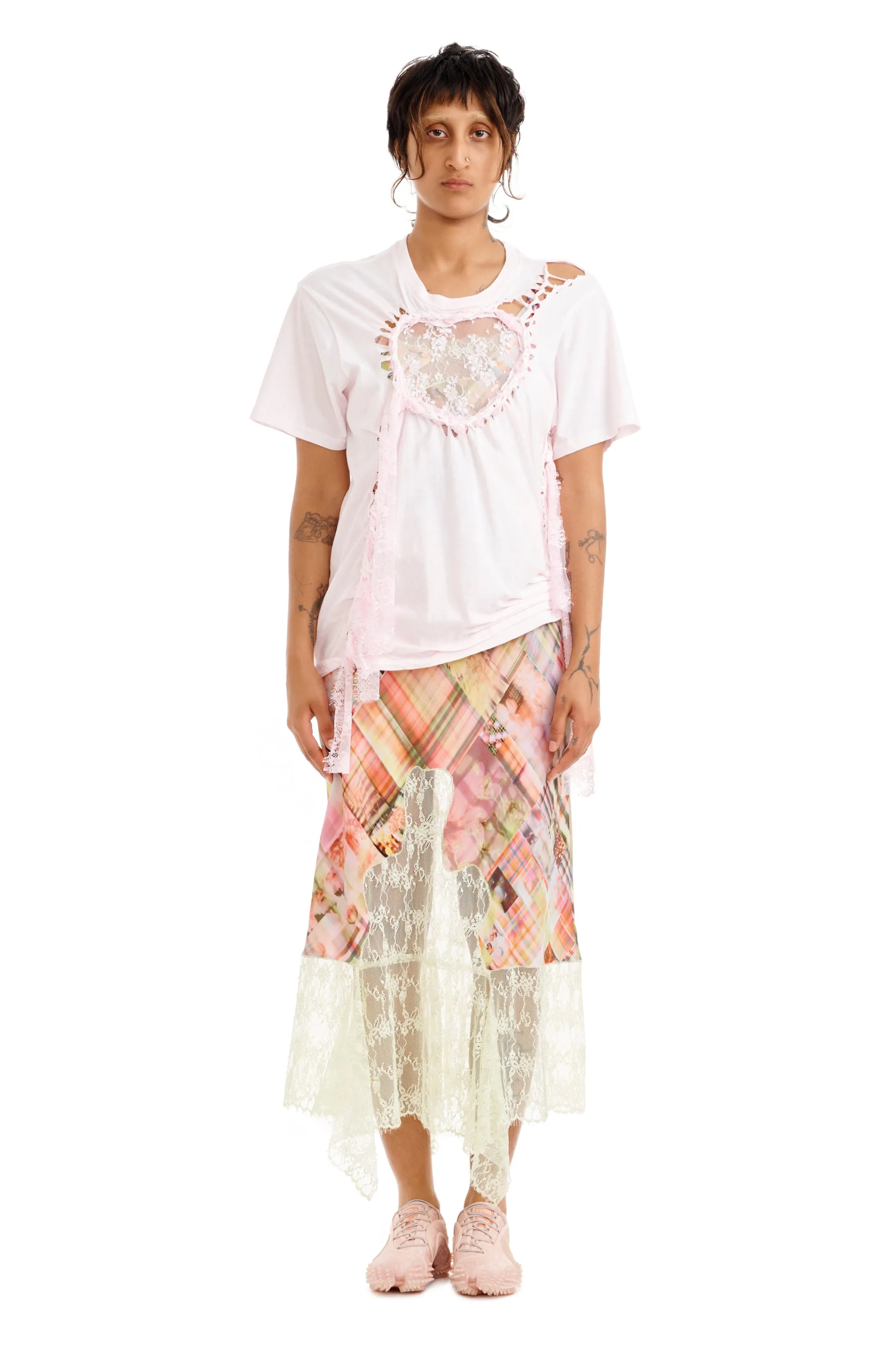 LIGHT PINK LACE HEART NASH TEE sold by Collina Strada
