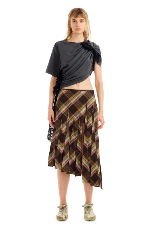 TAPENADE PLAID LONG DRIZZLE SKIRT made by Collina Strada