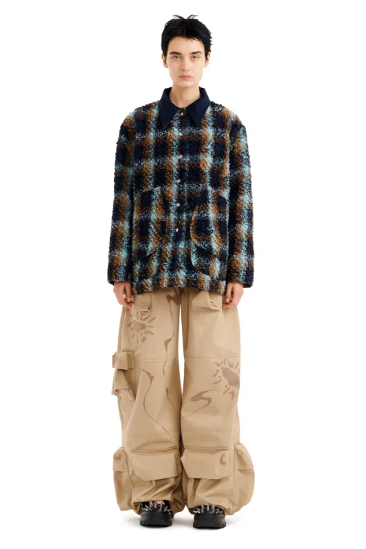 NAVY CAMEL PLAID STABLE JACKET sold by Collina Strada