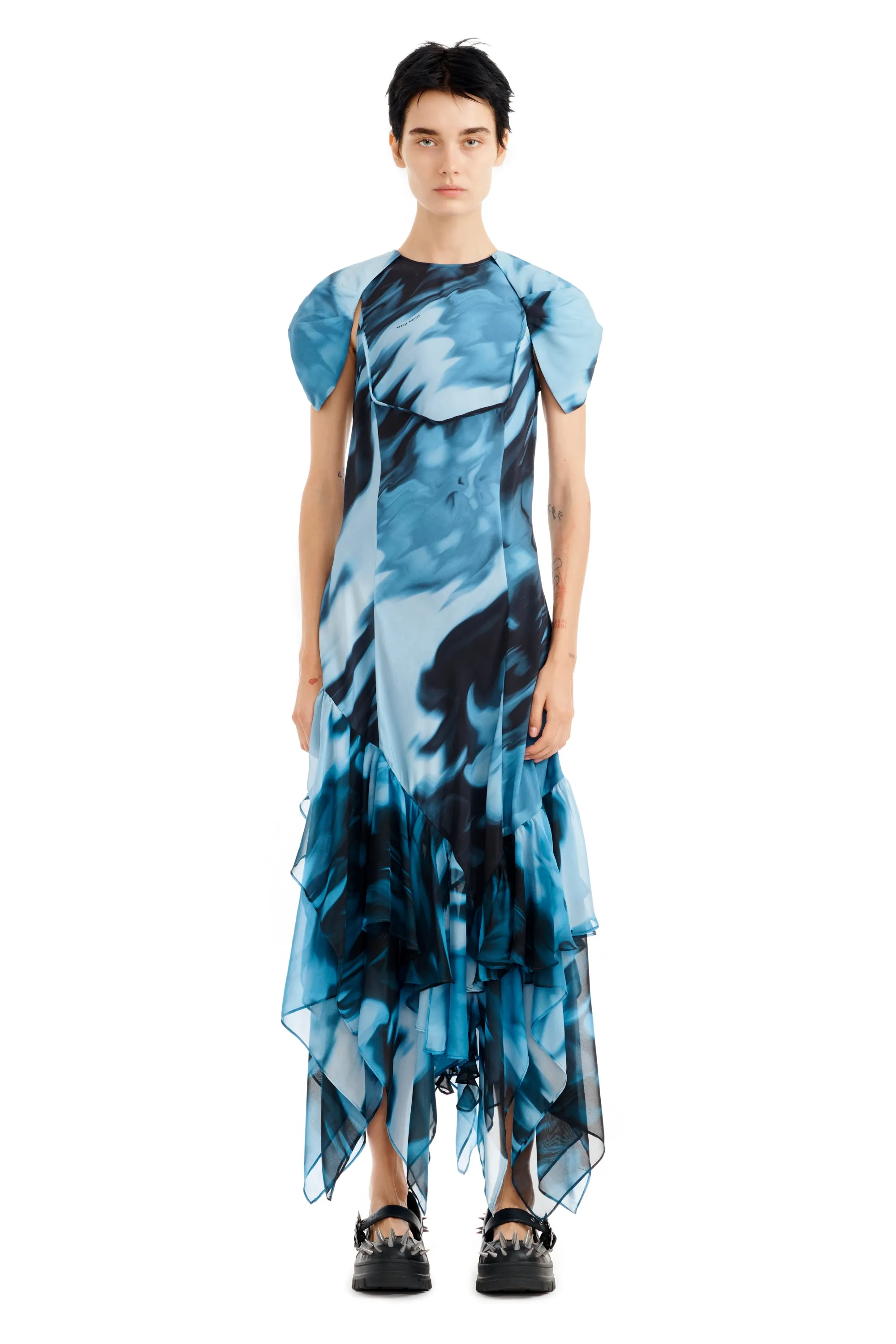 NAVY MELTING BLOOM HILLARY DRESS sold by Collina Strada
