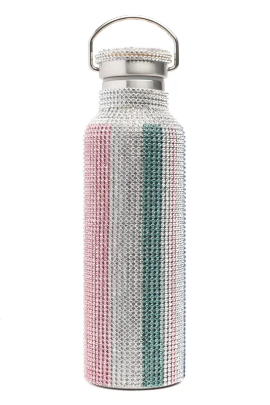 MULTI STRIPE RHINESTONE WATER BOTTLE made by Collina Strada