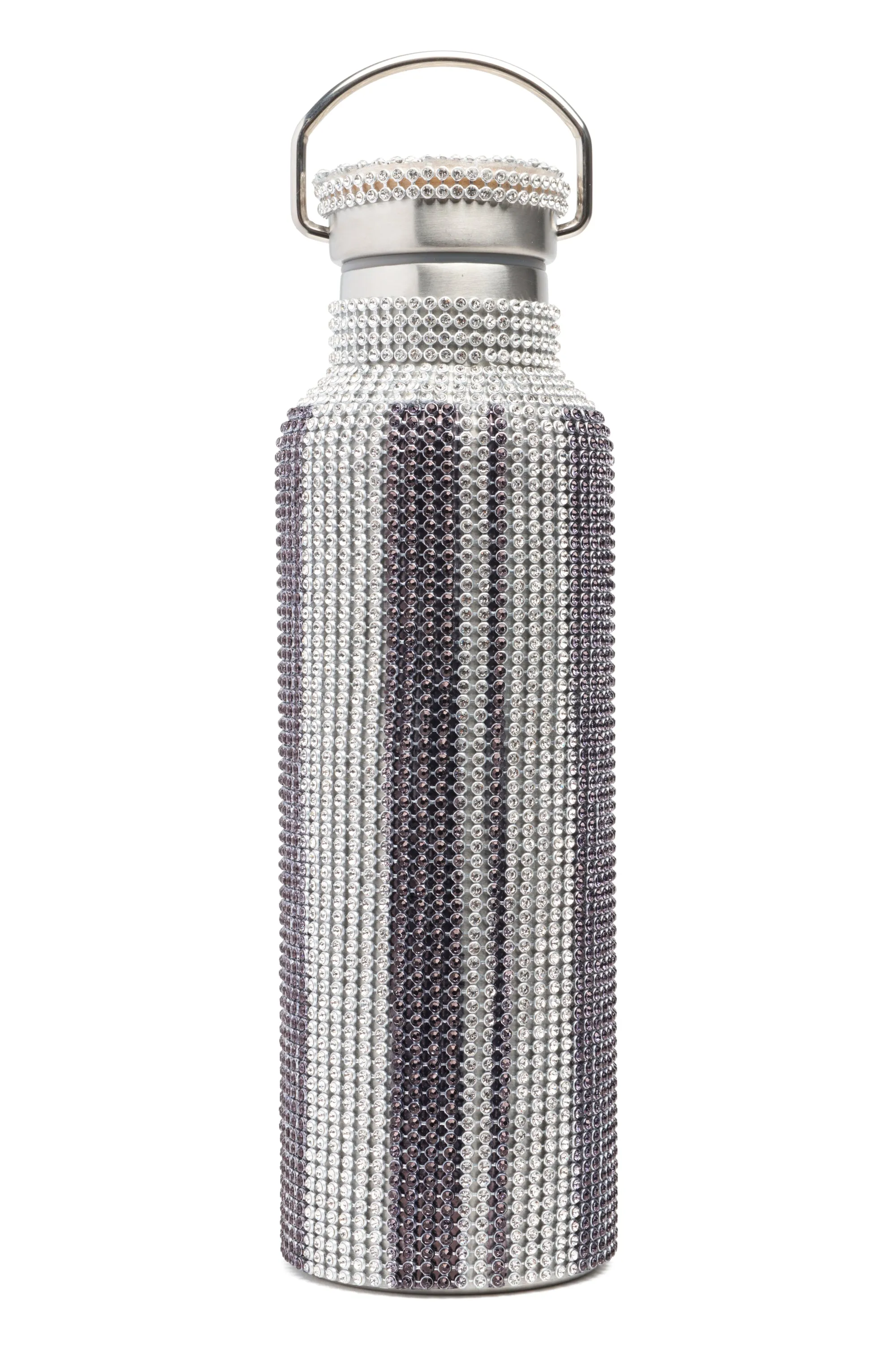 CHARCOAL STRIPE RHINESTONE WATER BOTTLE sold by Collina Strada