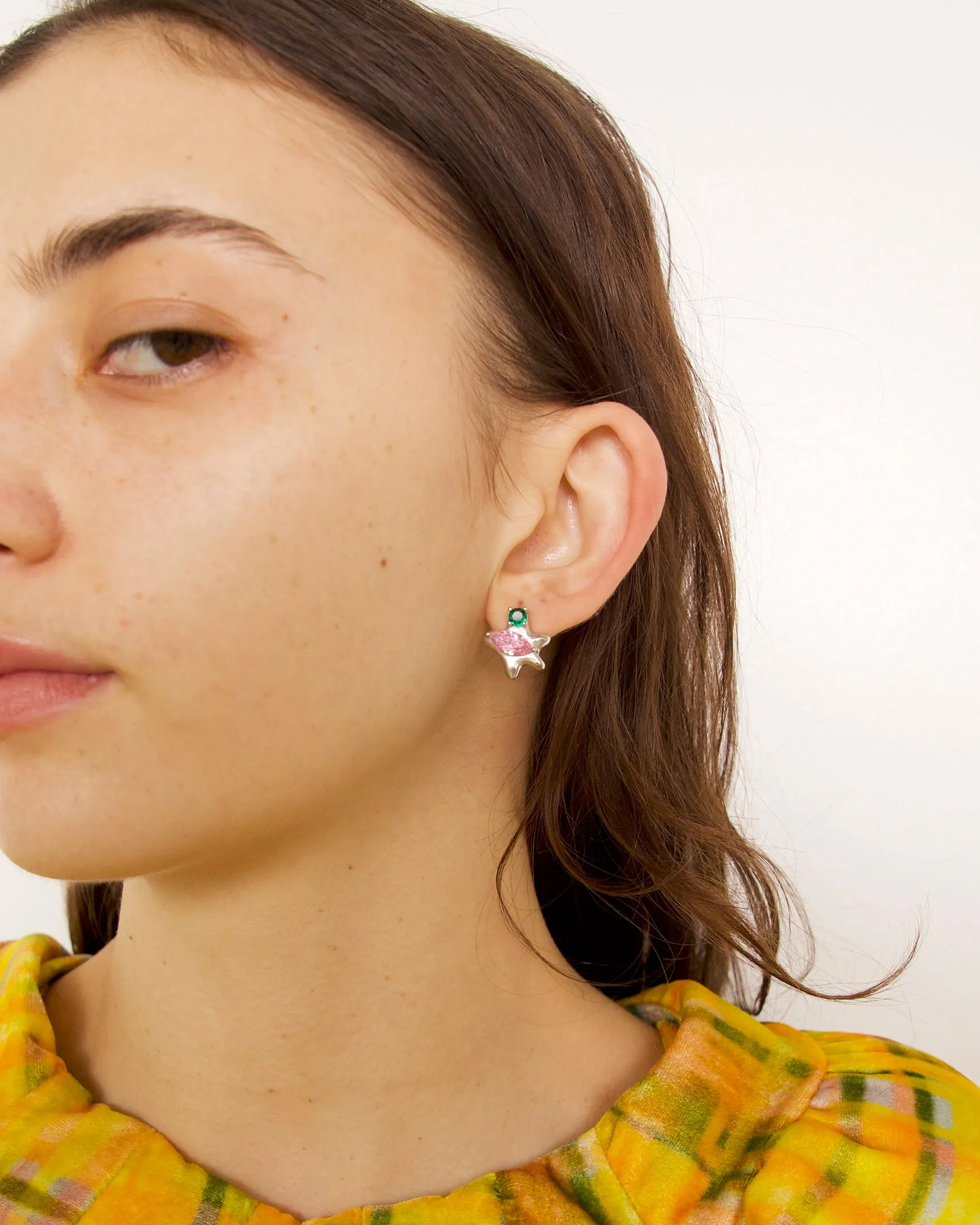 SOFT PINK EMERALD STELLA STUDS sold by Collina Strada product image thumbnail 3