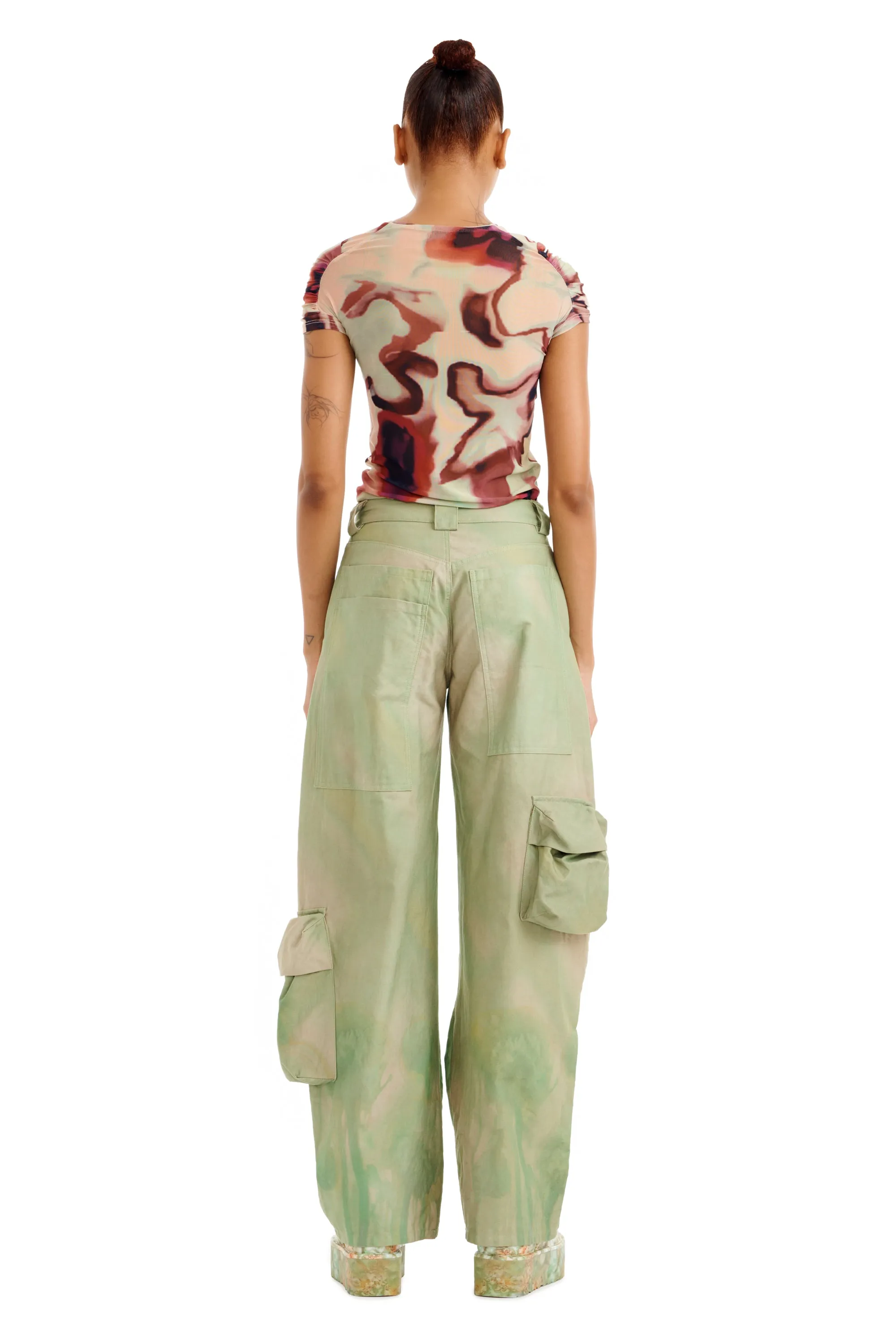 CELADON MUMS PLAID LAWN CARGO PANT sold by Collina Strada product image thumbnail 5