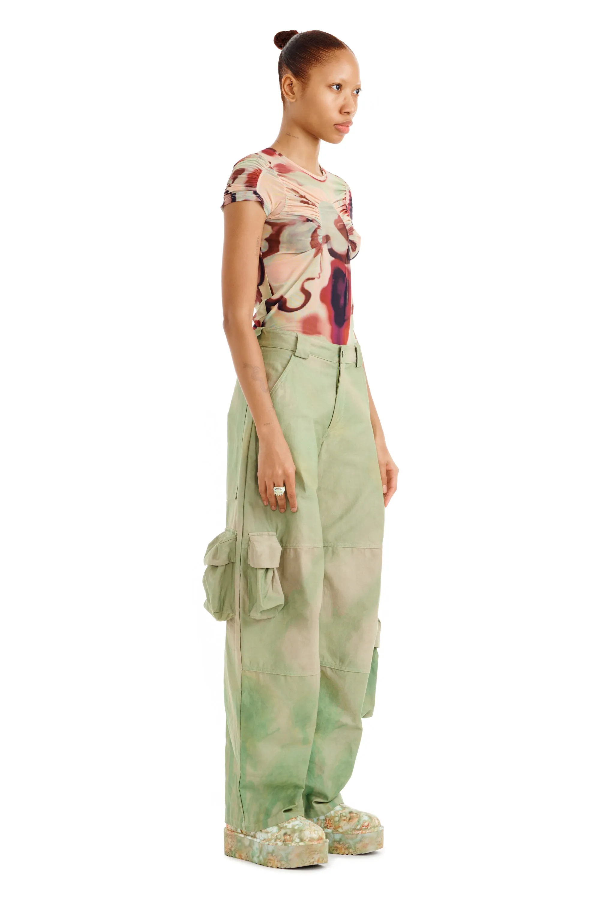 CELADON MUMS PLAID LAWN CARGO PANT sold by Collina Strada product image thumbnail 3