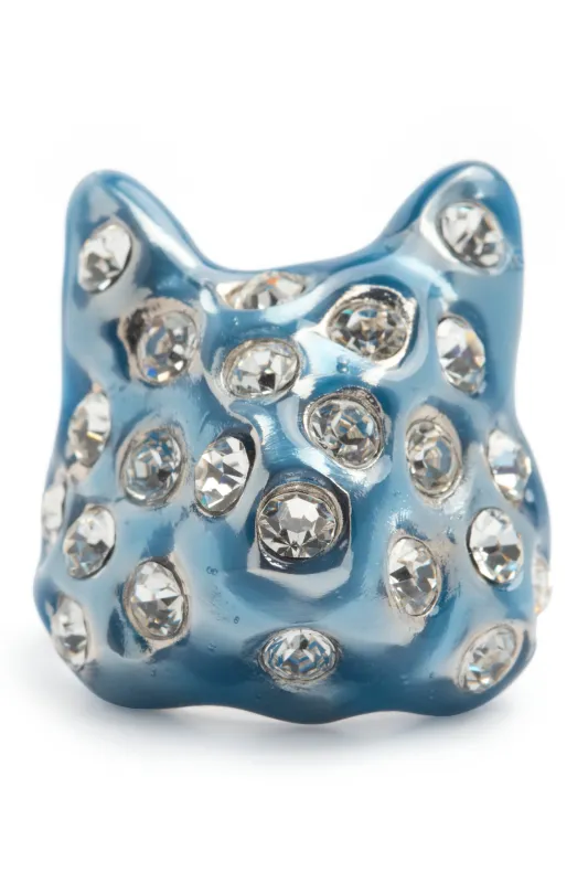 SEA BLUE PUFFY BUNNY RING sold by Collina Strada