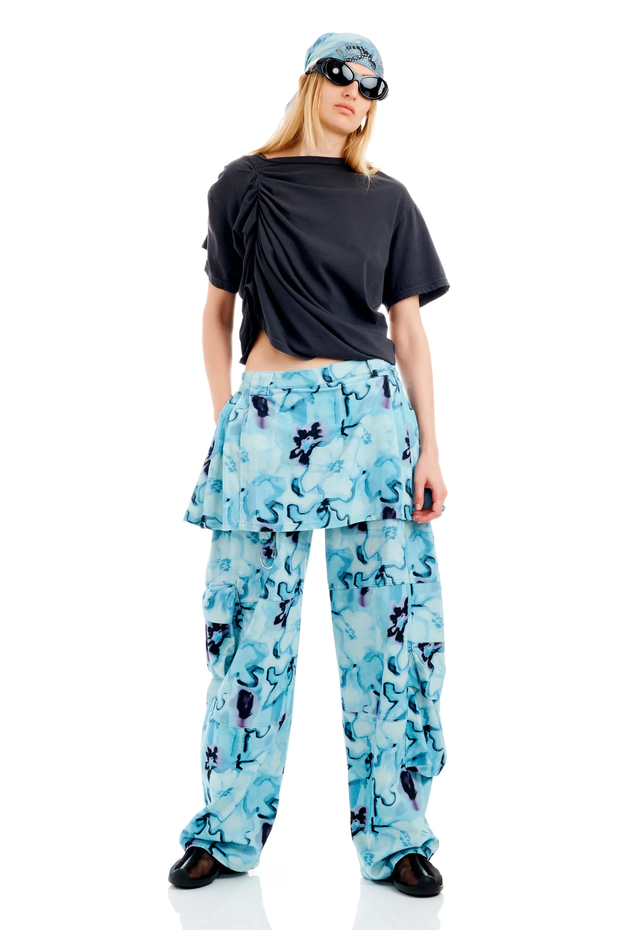 SKY WATERCOLOR FLORAL LAWN SKIRT CARGO PANT sold by Collina Strada product image thumbnail 2
