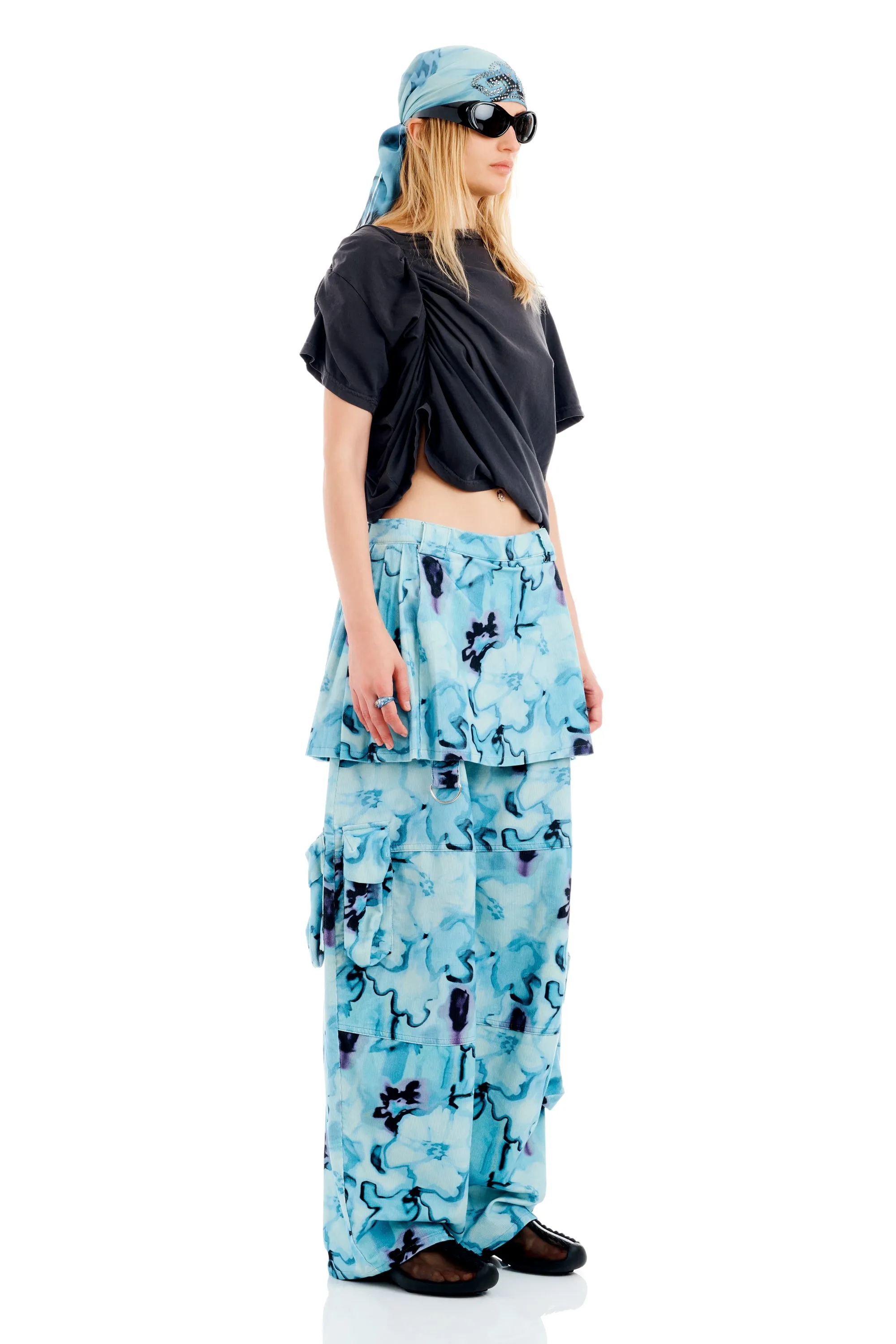 SKY WATERCOLOR FLORAL LAWN SKIRT CARGO PANT sold by Collina Strada product image thumbnail 3