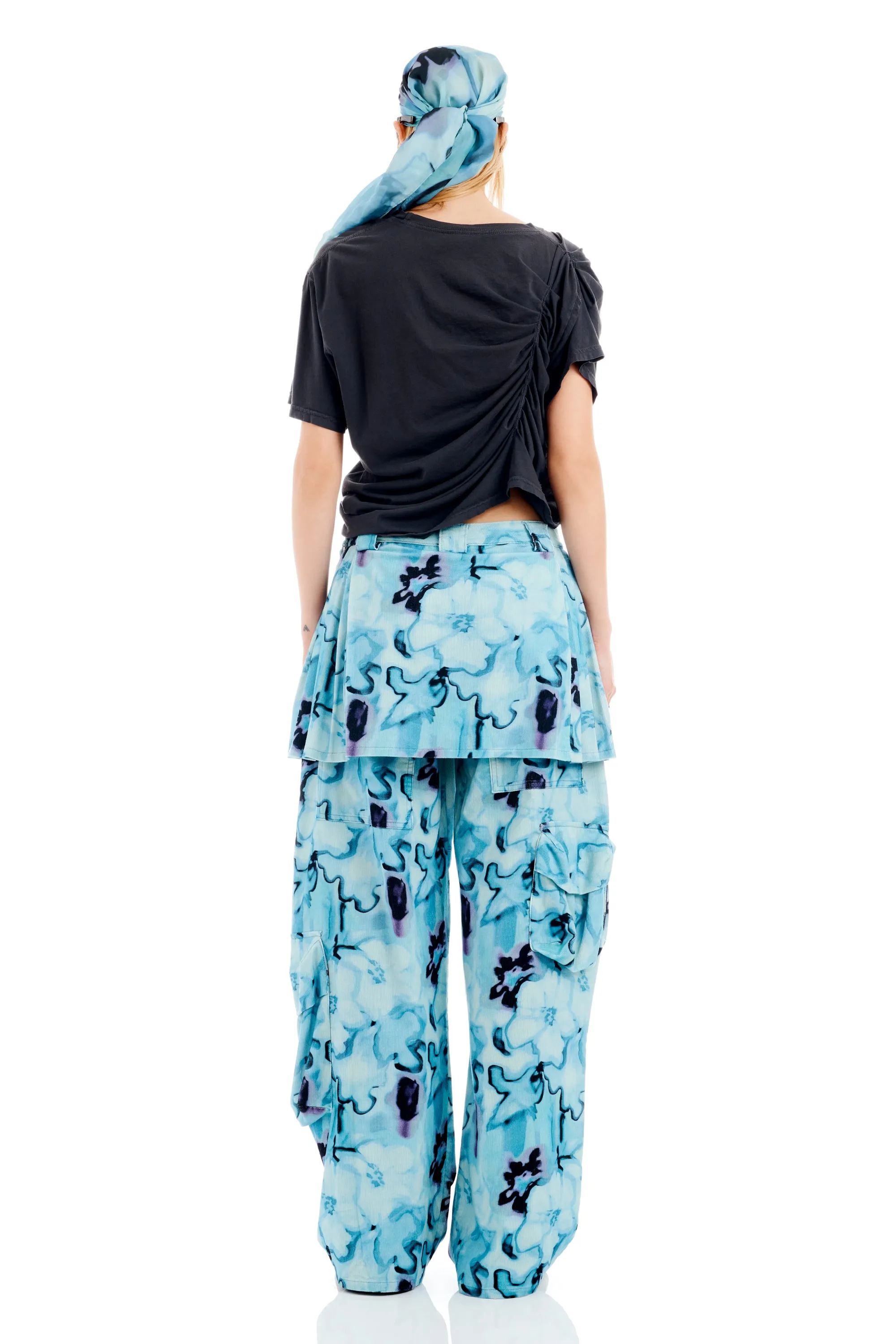 SKY WATERCOLOR FLORAL LAWN SKIRT CARGO PANT sold by Collina Strada product image thumbnail 5