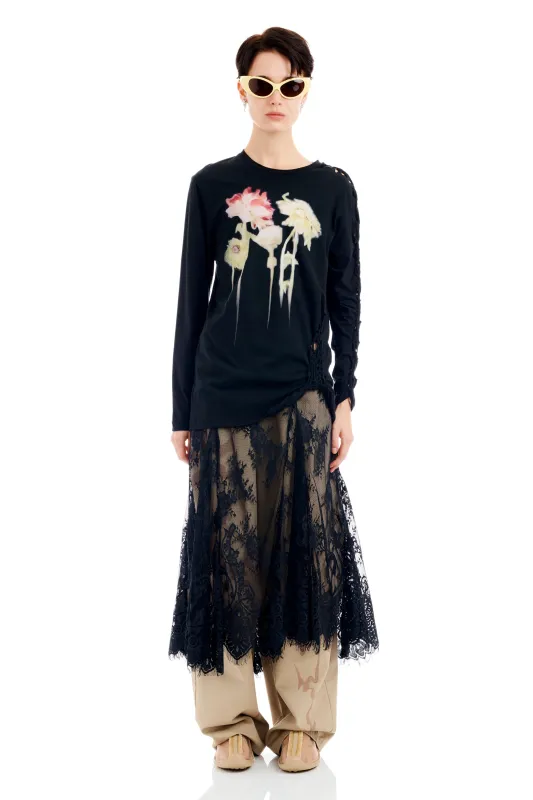 BLACK FLOWER DRIP TOSH L/S TEE sold by Collina Strada