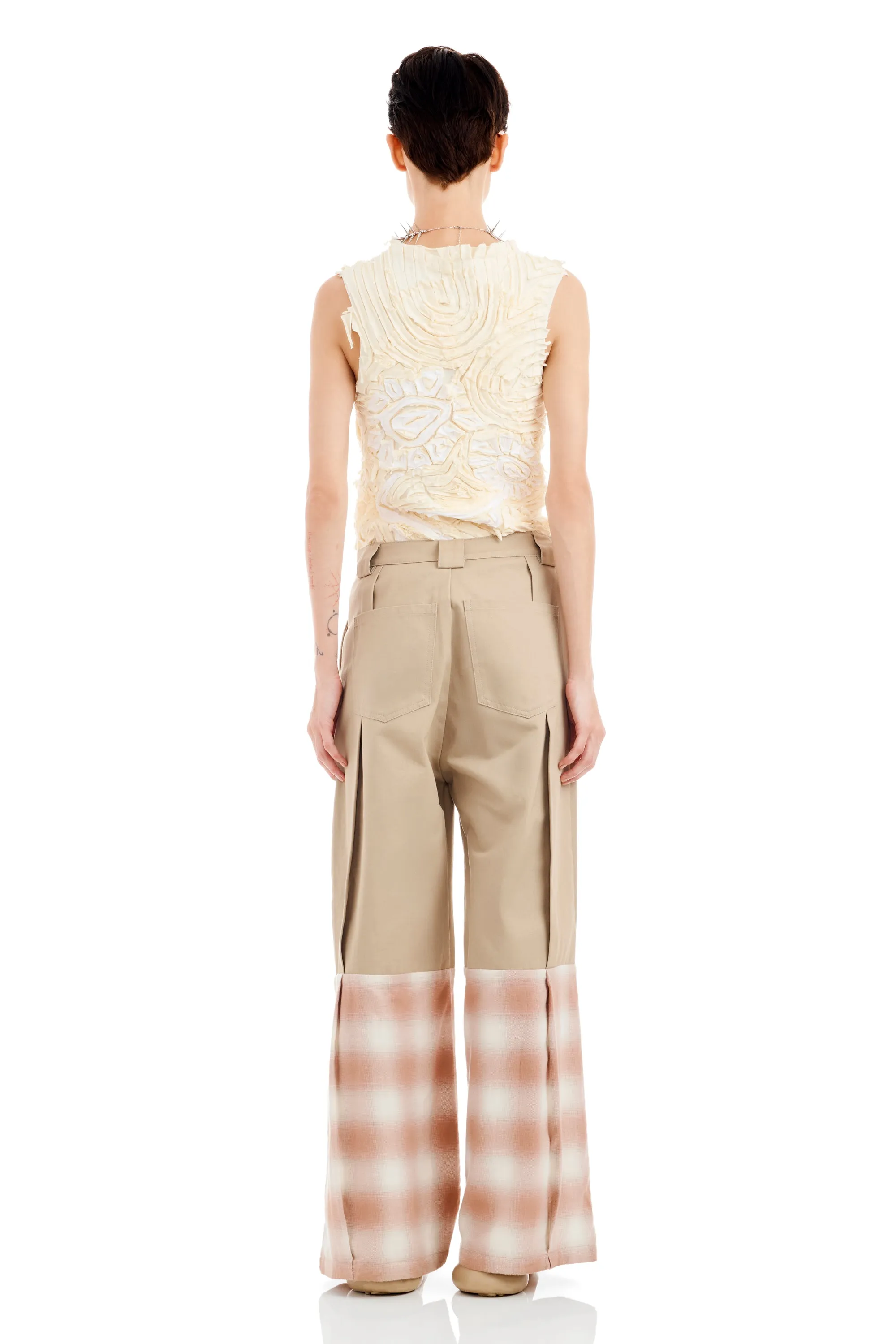 SAND AND PEACH PLAID CEDAR PANT sold by Collina Strada product image thumbnail 4