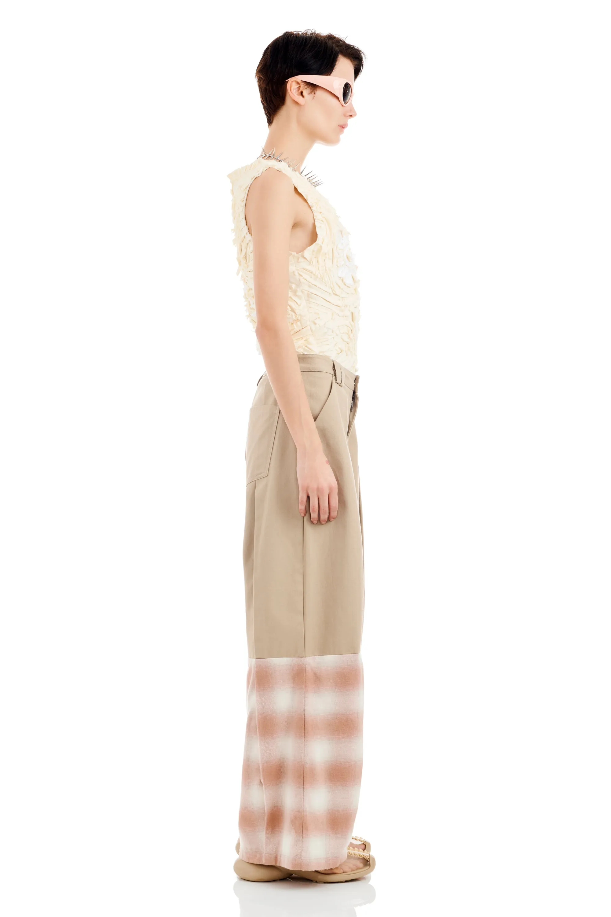 SAND AND PEACH PLAID CEDAR PANT sold by Collina Strada product image thumbnail 3
