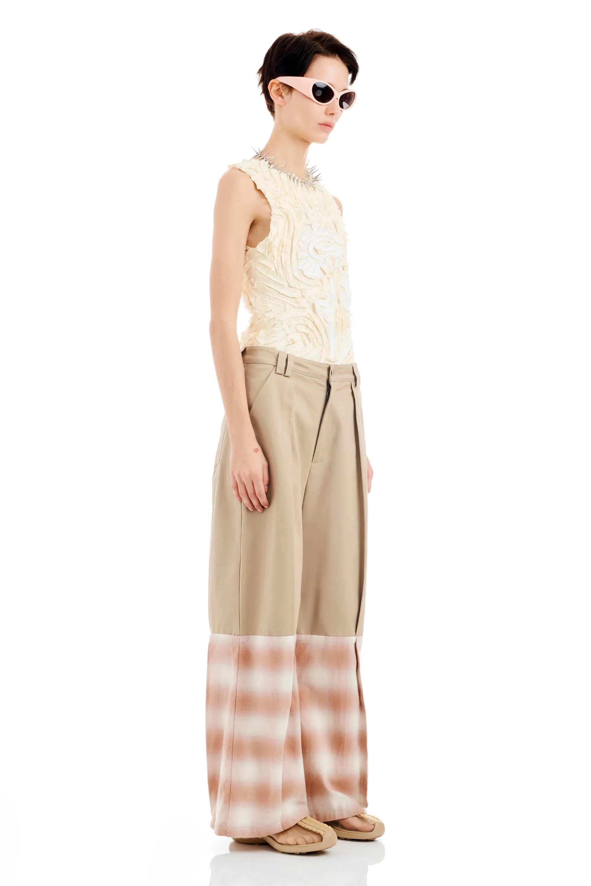 SAND AND PEACH PLAID CEDAR PANT sold by Collina Strada product image thumbnail 2