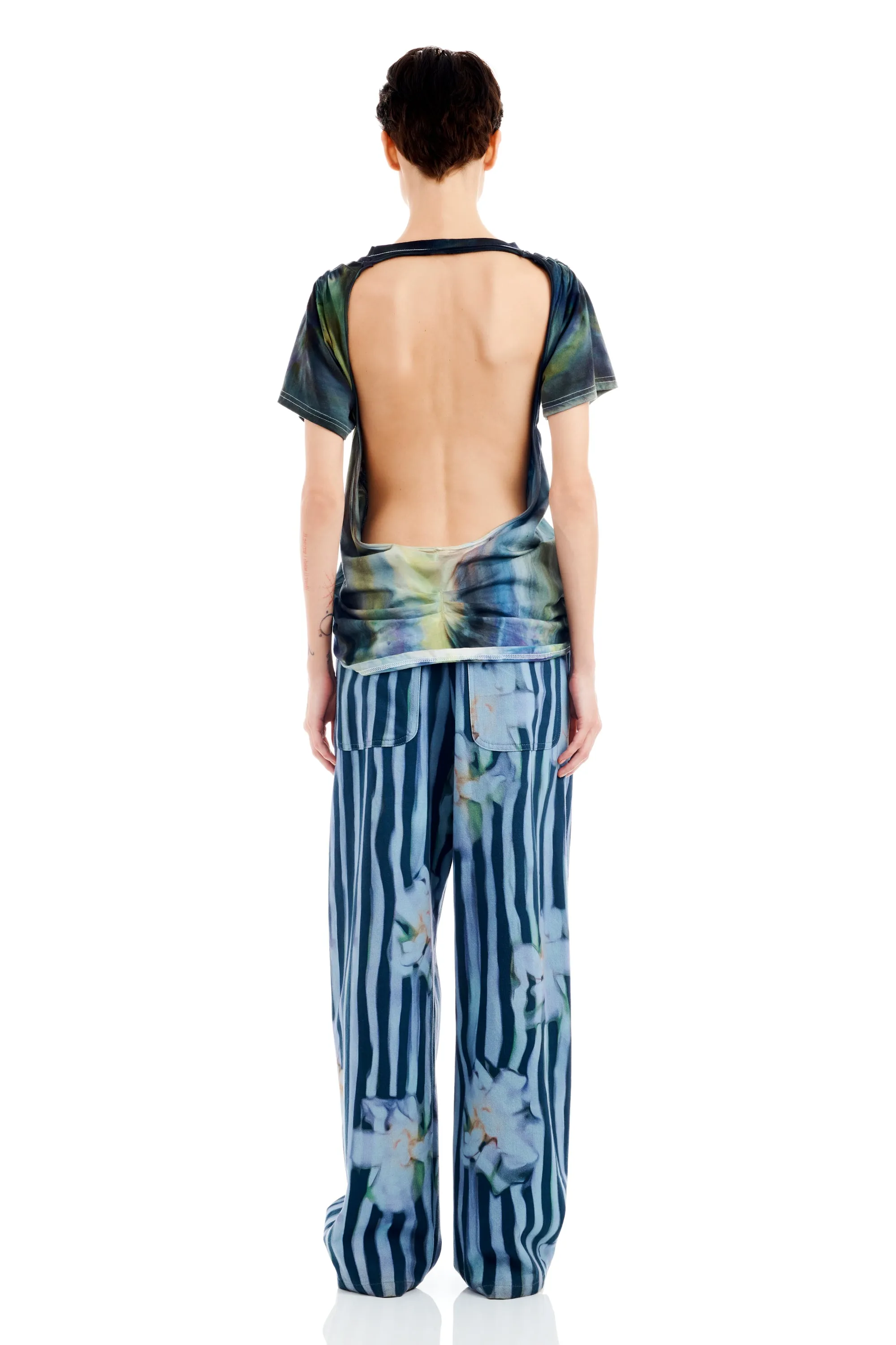 WAVY NAVY FLOWER STRIPE CATCHFLY PANT sold by Collina Strada product image thumbnail 5