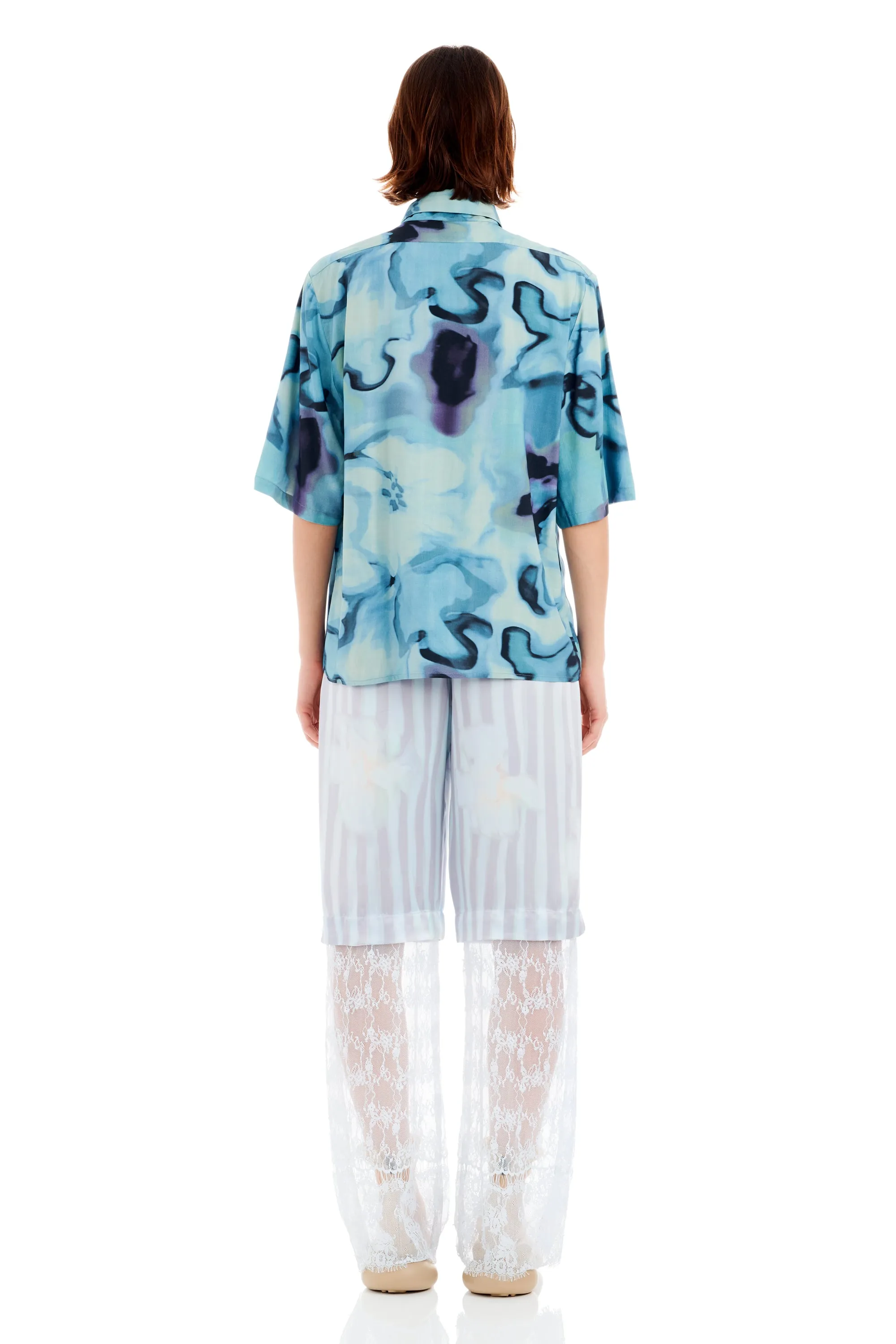 SKY WATERCOLOR FLORAL SUNNY BUTTON UP sold by Collina Strada product image thumbnail 4