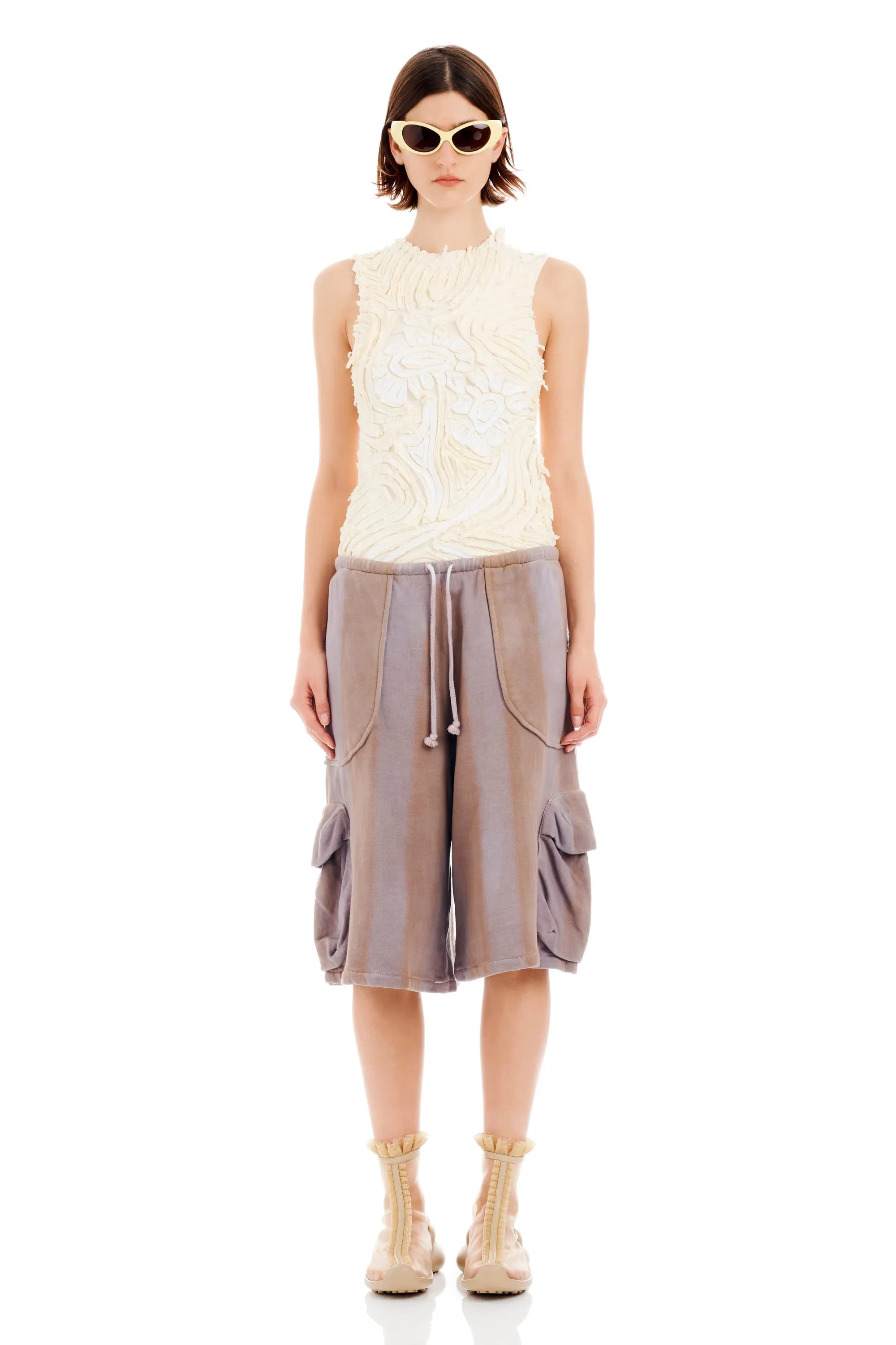 EARTH STRIPE CARGO SWEATSHORT sold by Collina Strada