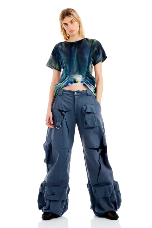 CHARCOAL DENIM GARDEN CARGO PANT sold by Collina Strada