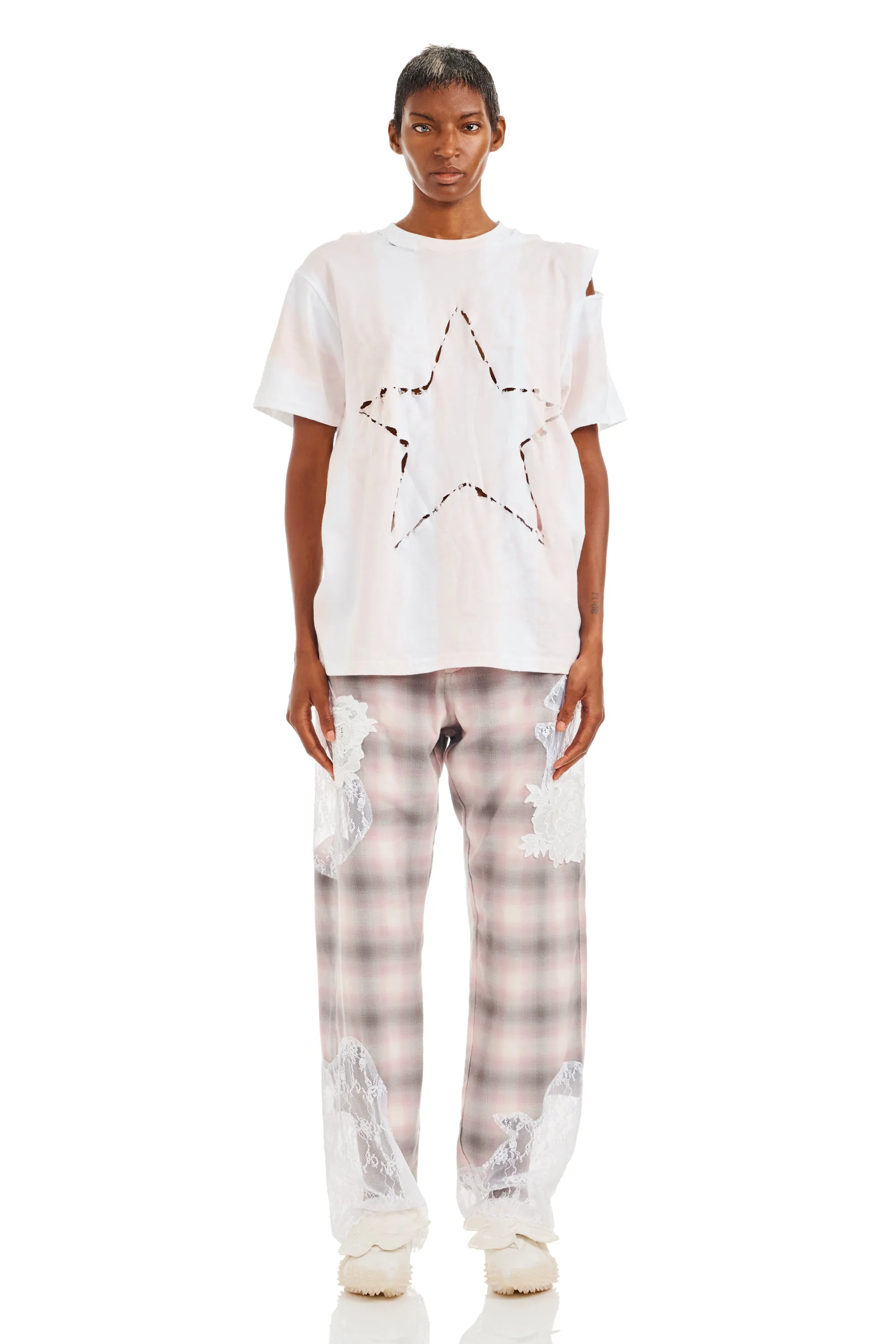 SAND STRIPE REMNANT STAR TEE sold by Collina Strada