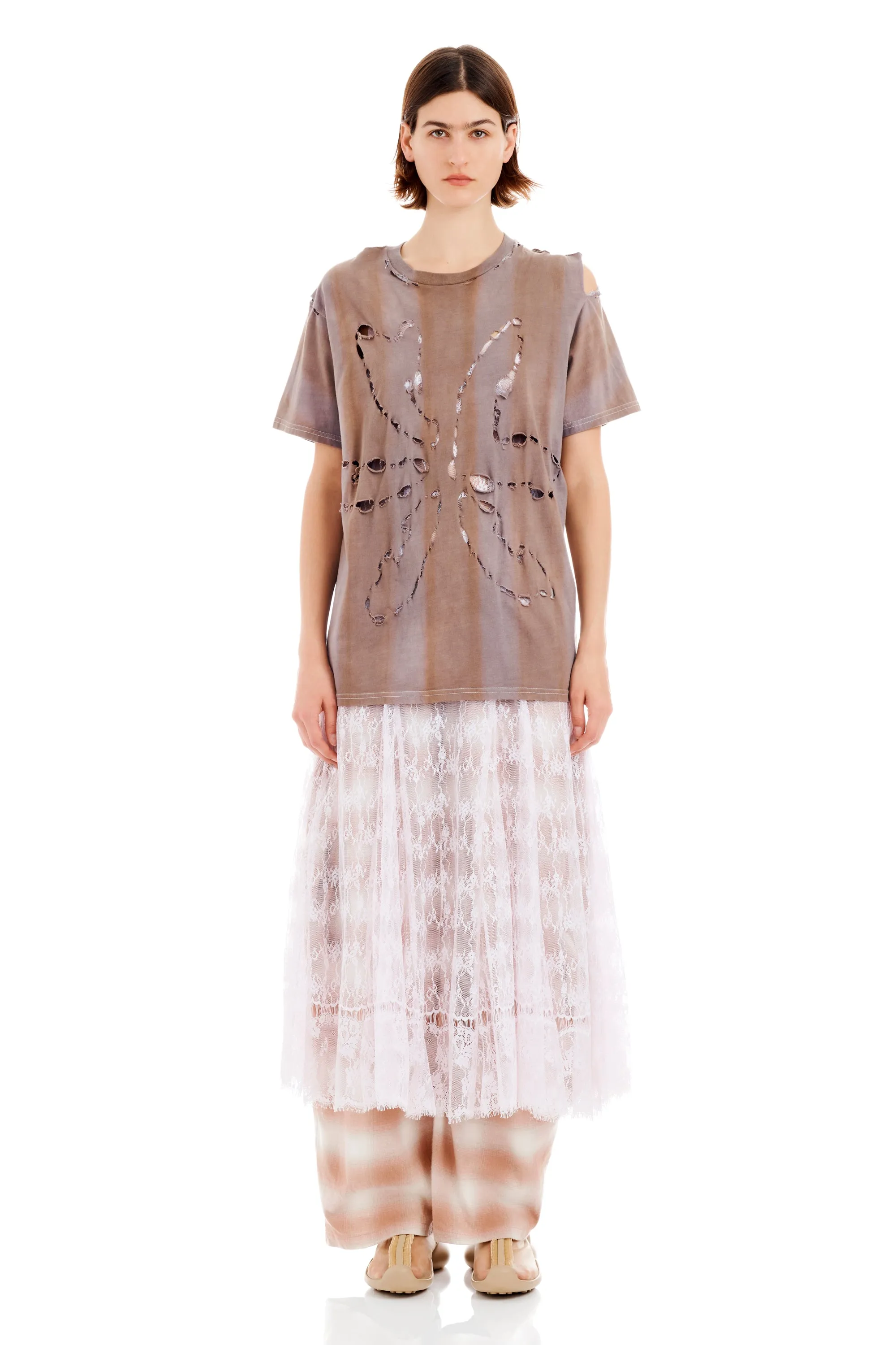 EARTH STRIPE REMNANT FLOWER TEE sold by Collina Strada