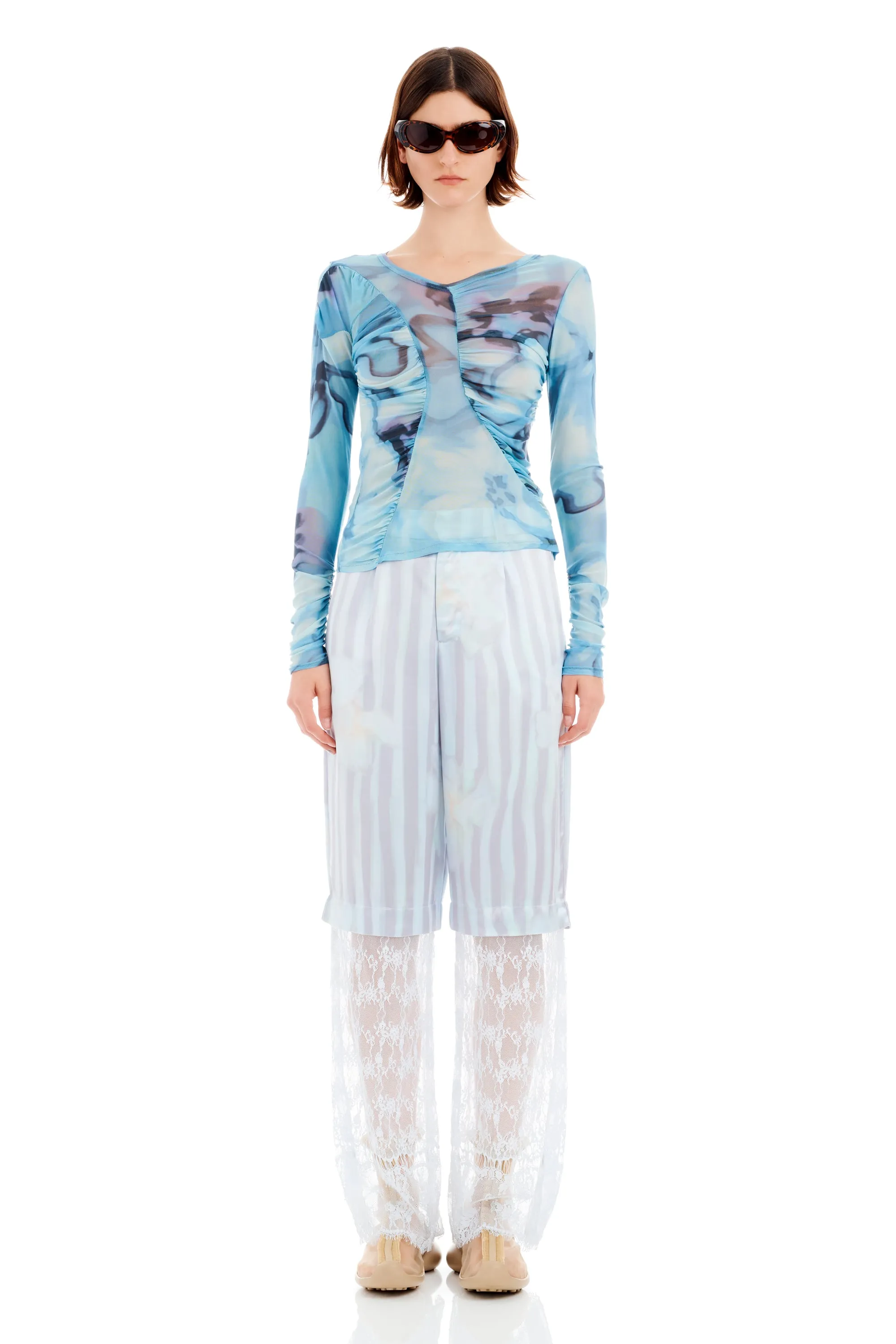 SKY WATERCOLOR FLORAL SERPENTINE L/S TOP sold by Collina Strada product image thumbnail 2