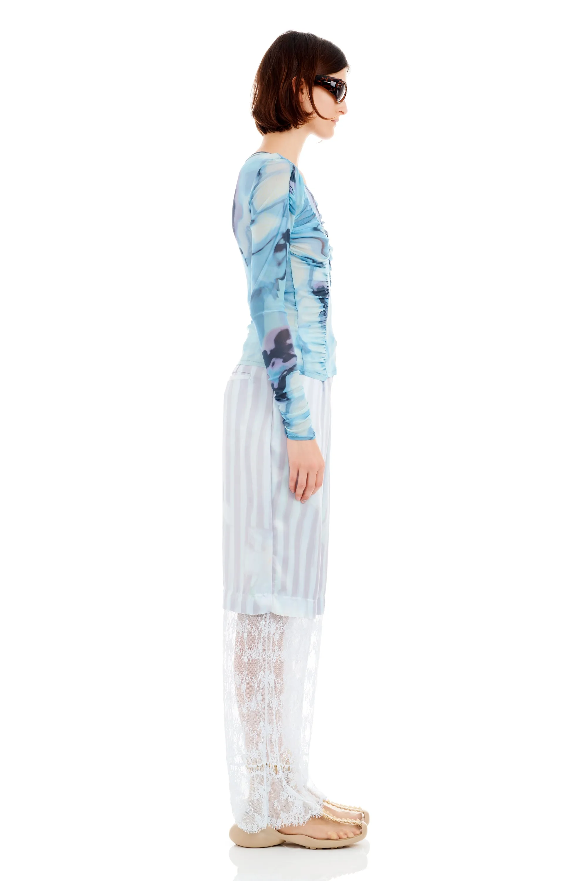 SKY WATERCOLOR FLORAL SERPENTINE L/S TOP sold by Collina Strada product image thumbnail 4