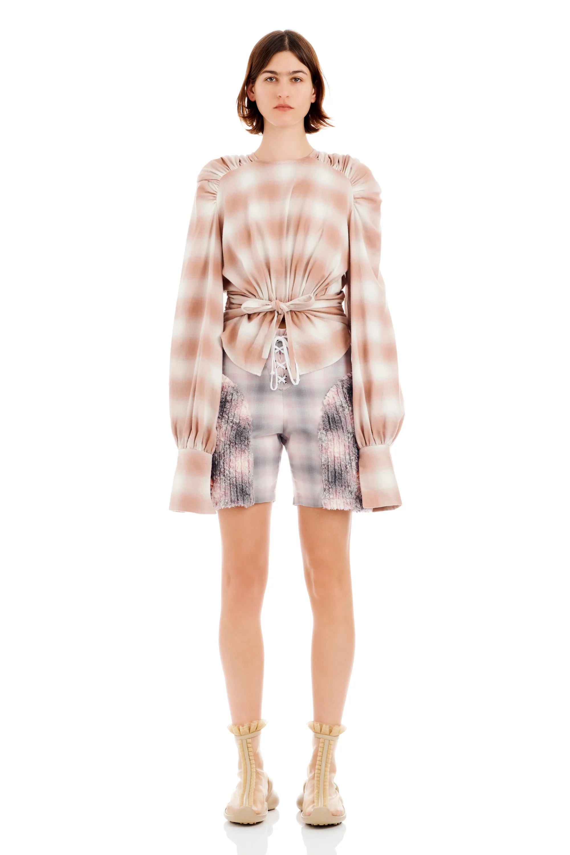 PEACH PLAID IRIS TOP sold by Collina Strada