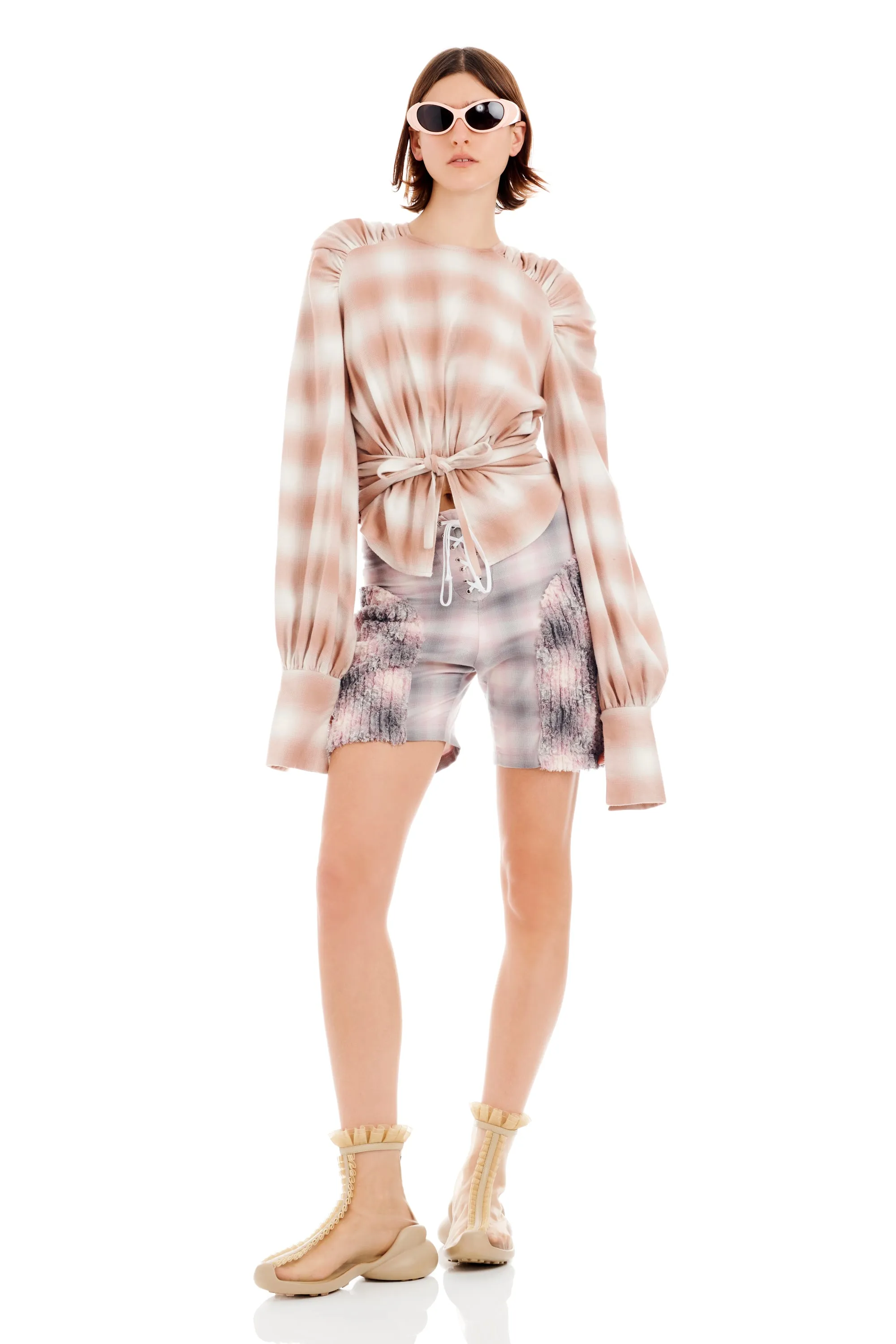 PEACH PLAID IRIS TOP sold by Collina Strada product image thumbnail 5