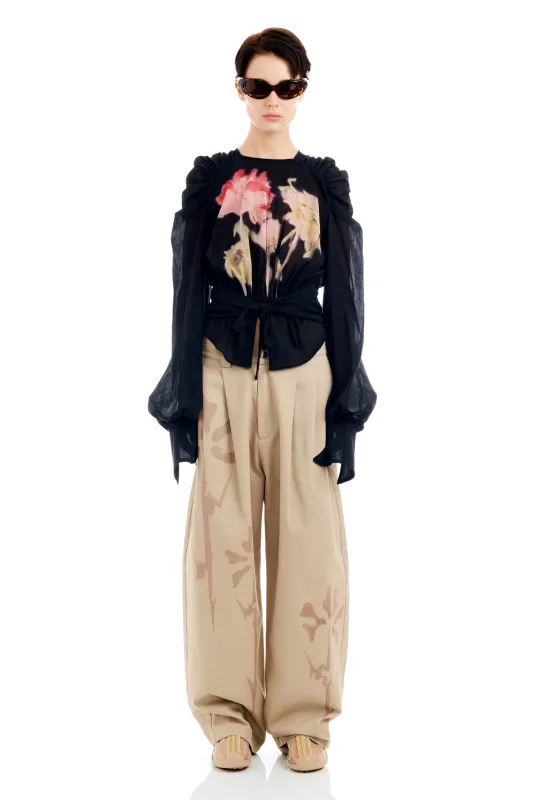 BLACK FLOWER DRIP IRIS TOP made by Collina Strada