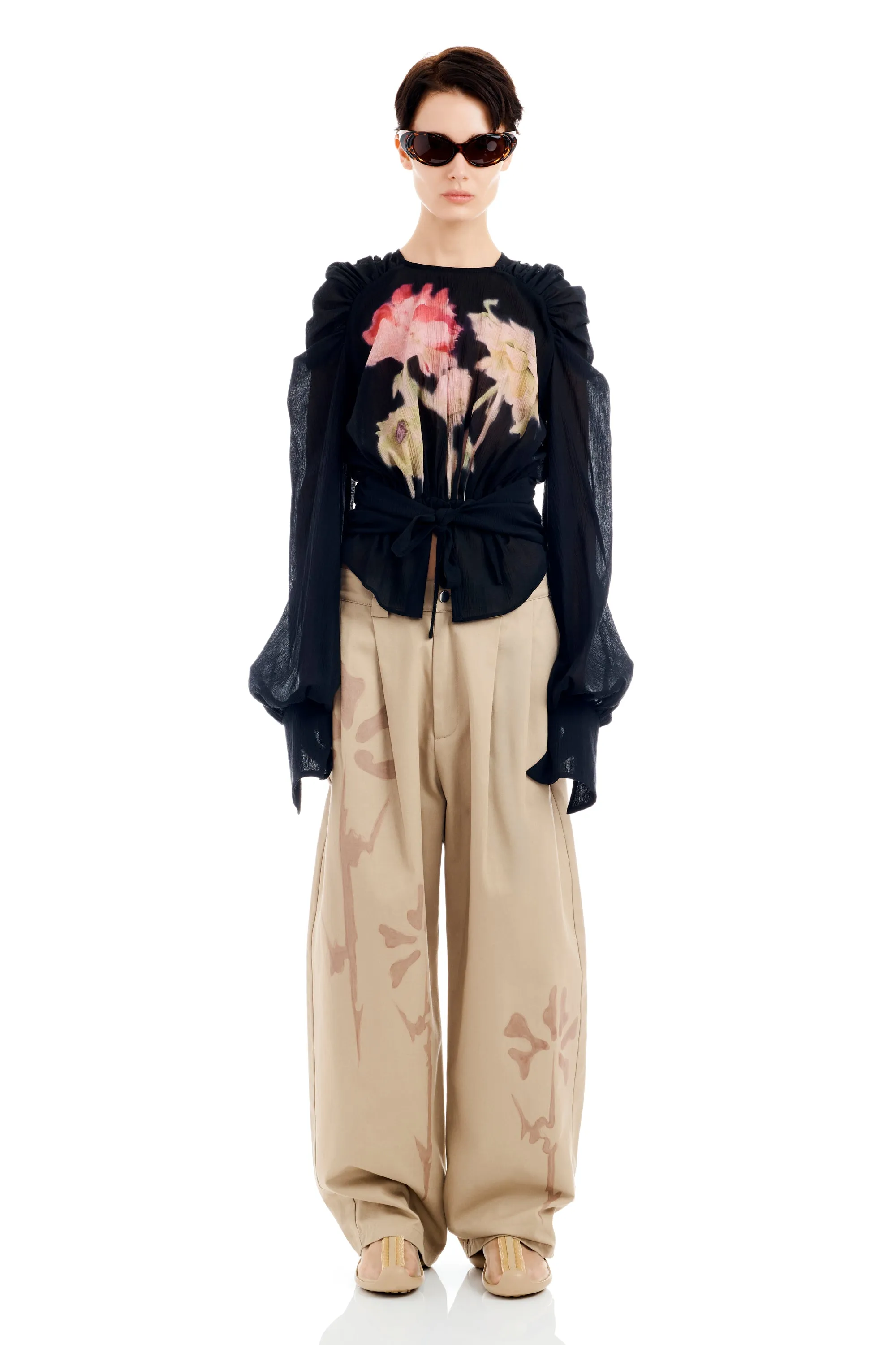 BLACK FLOWER DRIP IRIS TOP sold by Collina Strada
