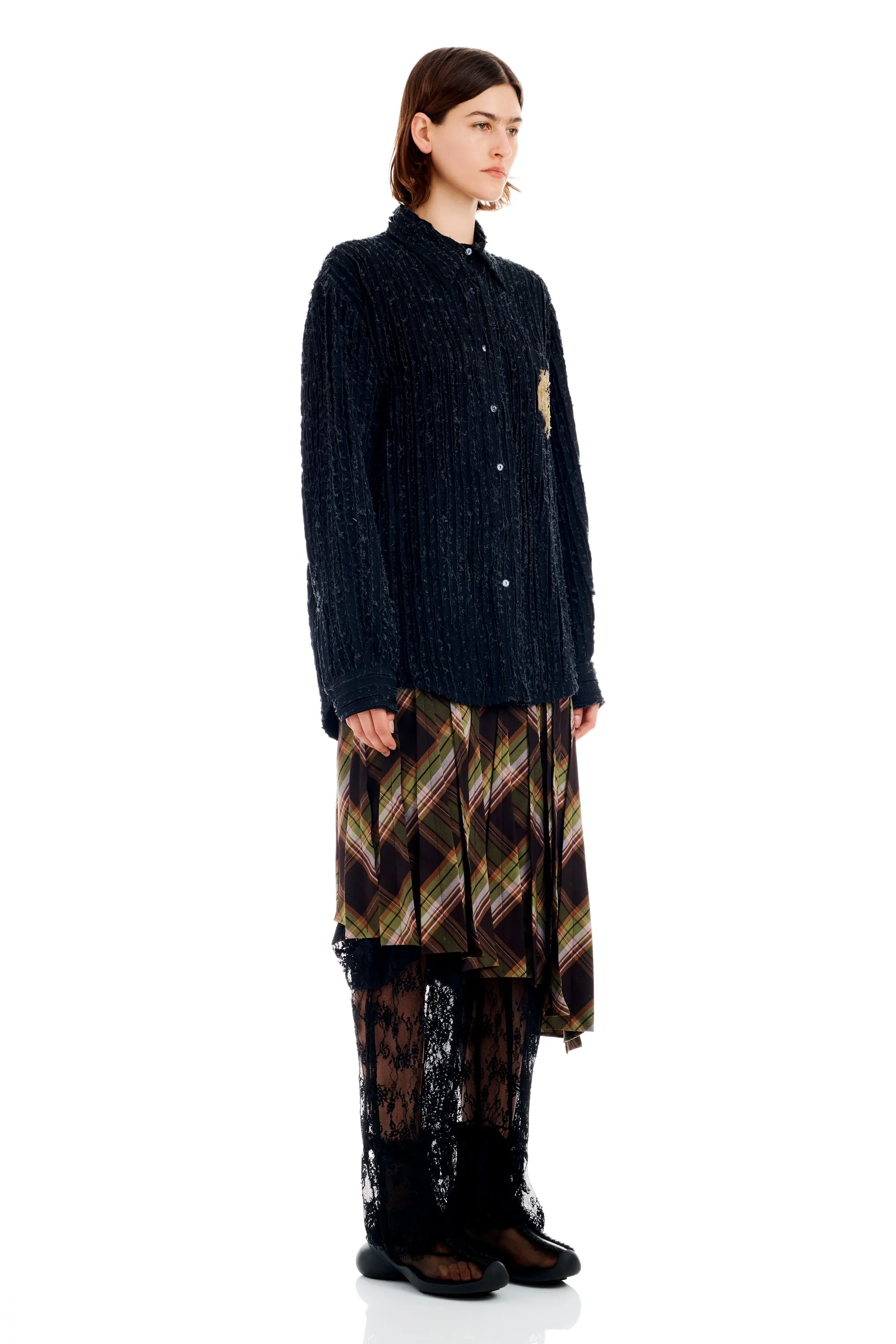 BLACK FLOWER DRIP CONVENTION BUTTON UP sold by Collina Strada product image thumbnail 3