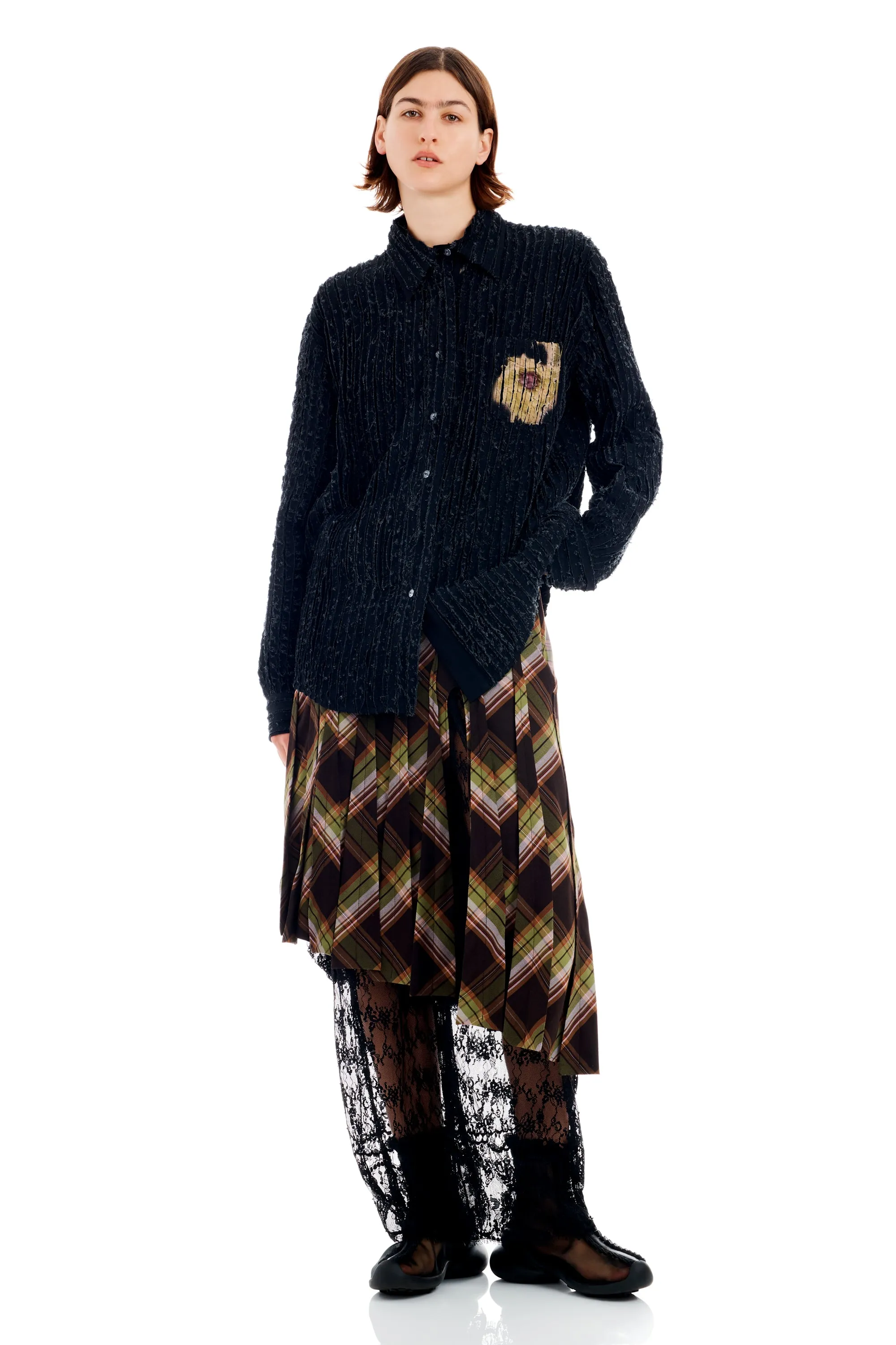 BLACK FLOWER DRIP CONVENTION BUTTON UP sold by Collina Strada product image thumbnail 2