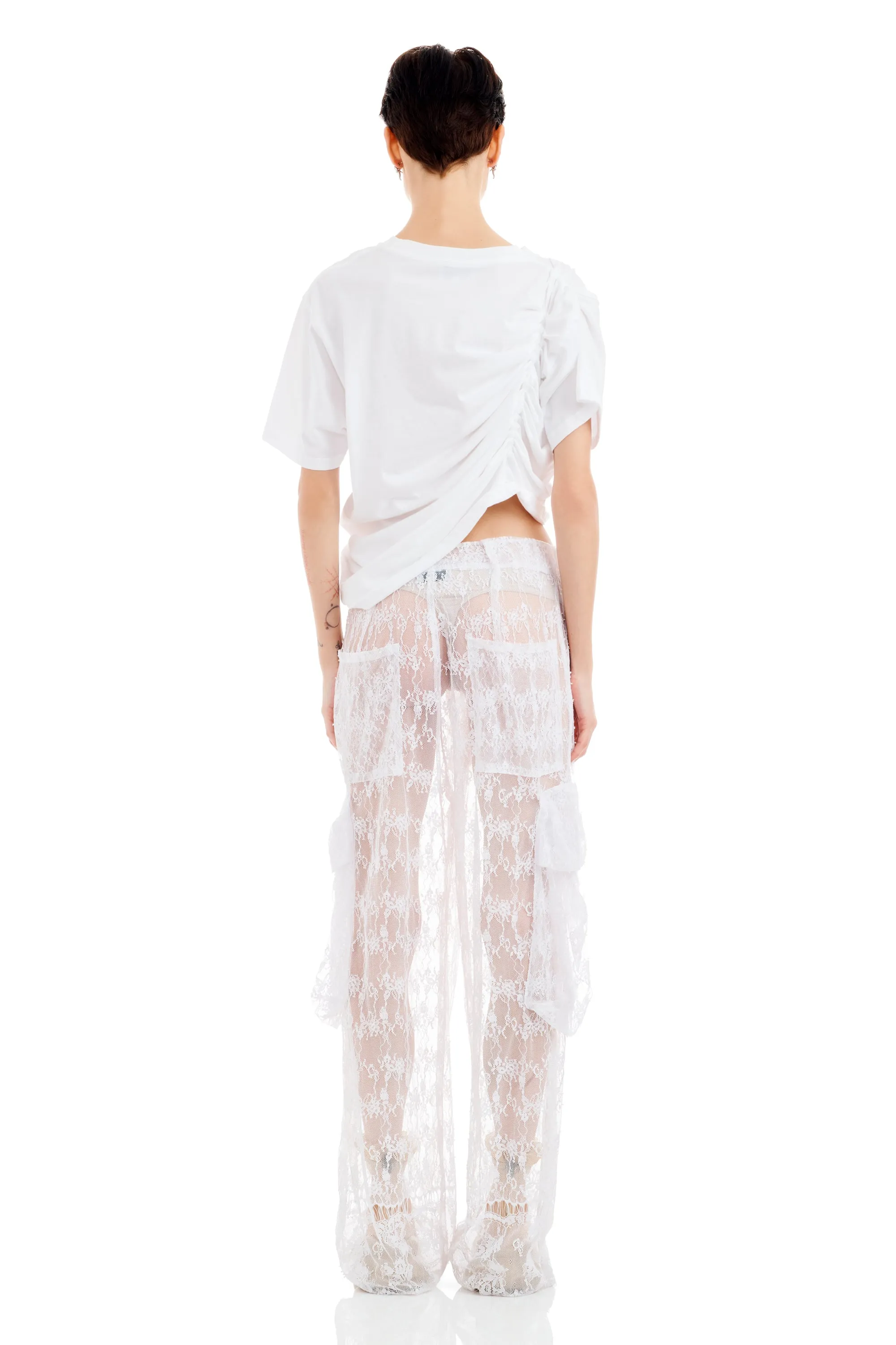 WHITE LACE PLEATED CARGO PANT sold by Collina Strada product image thumbnail 5