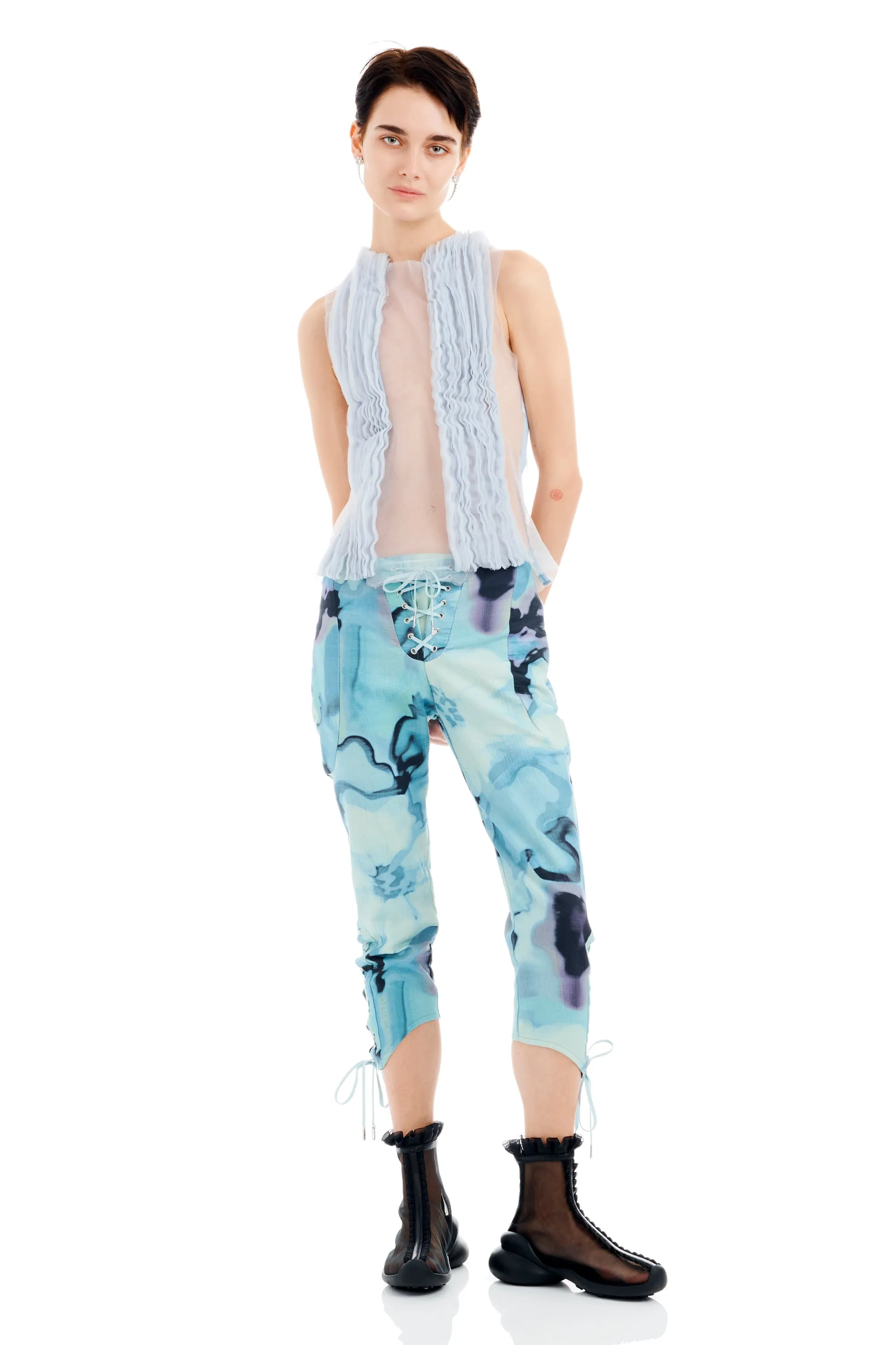 SKY WATERCOLOR FLORAL BANEBERRY PANT sold by Collina Strada product image thumbnail 2