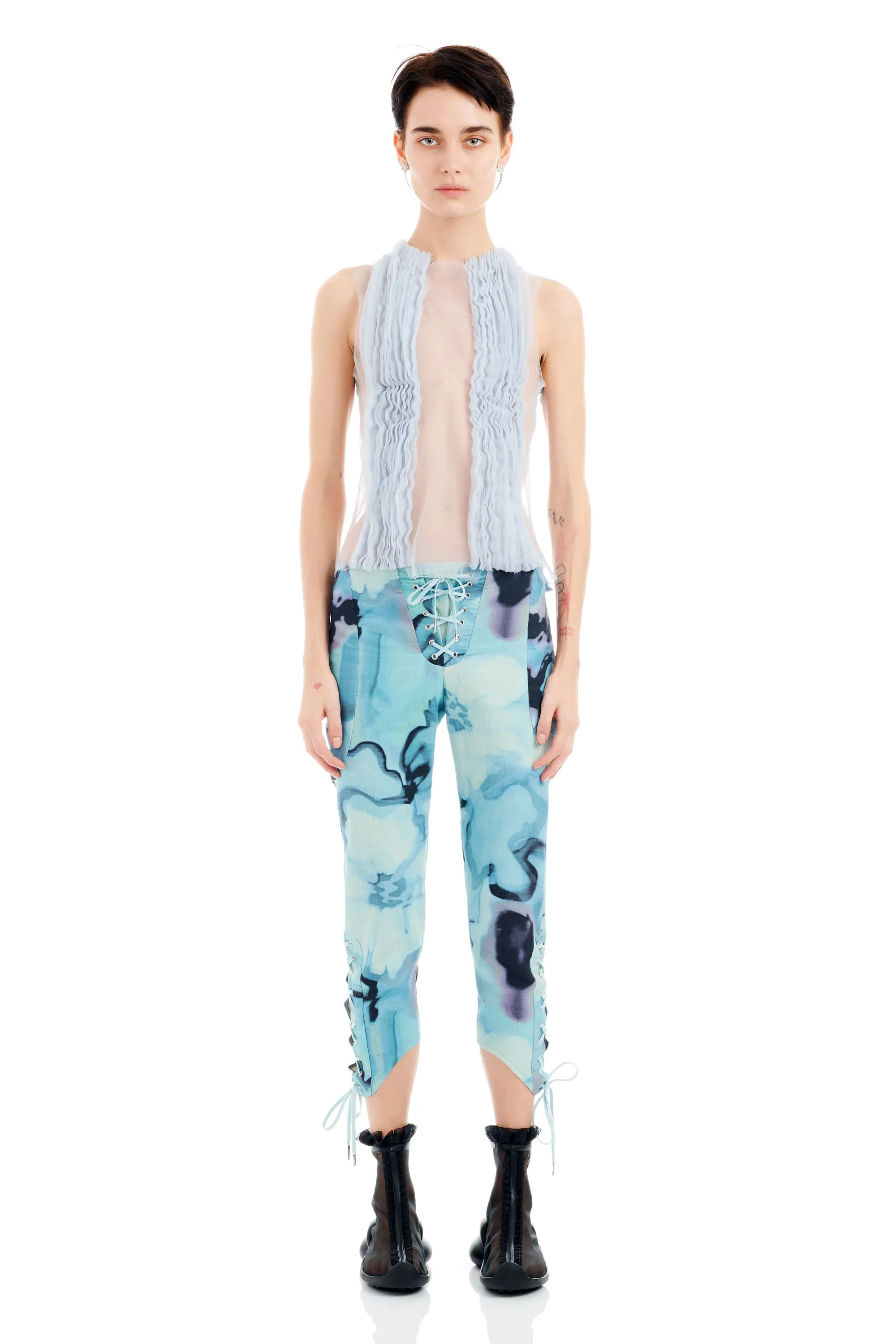 SKY WATERCOLOR FLORAL BANEBERRY PANT sold by Collina Strada