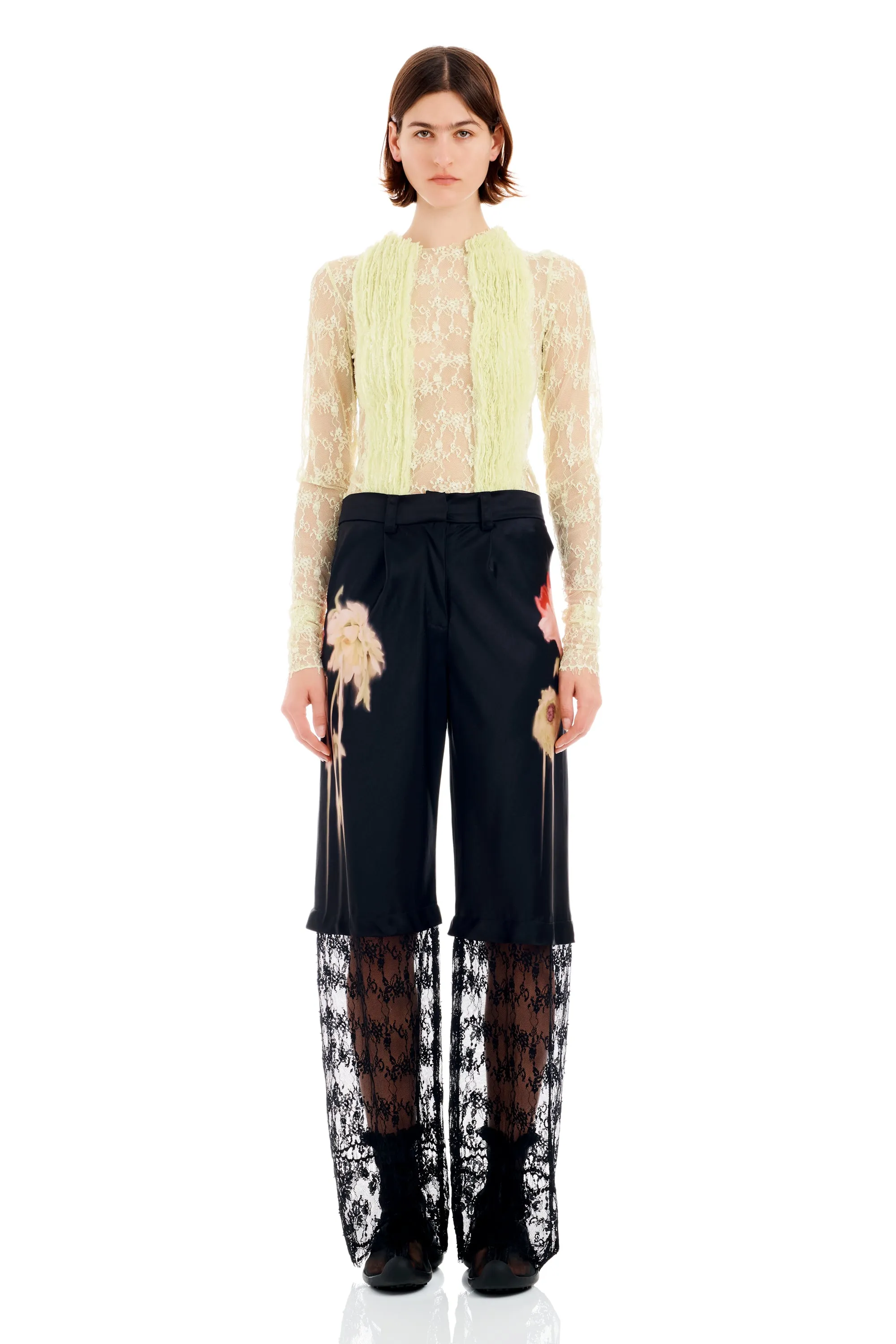 BLACK FLOWER DRIP DANTE LACE TROUSER sold by Collina Strada