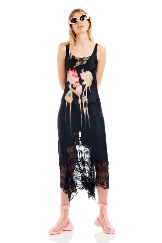 BLACK FLOWER DRIP ANEMONE DRESS made by Collina Strada