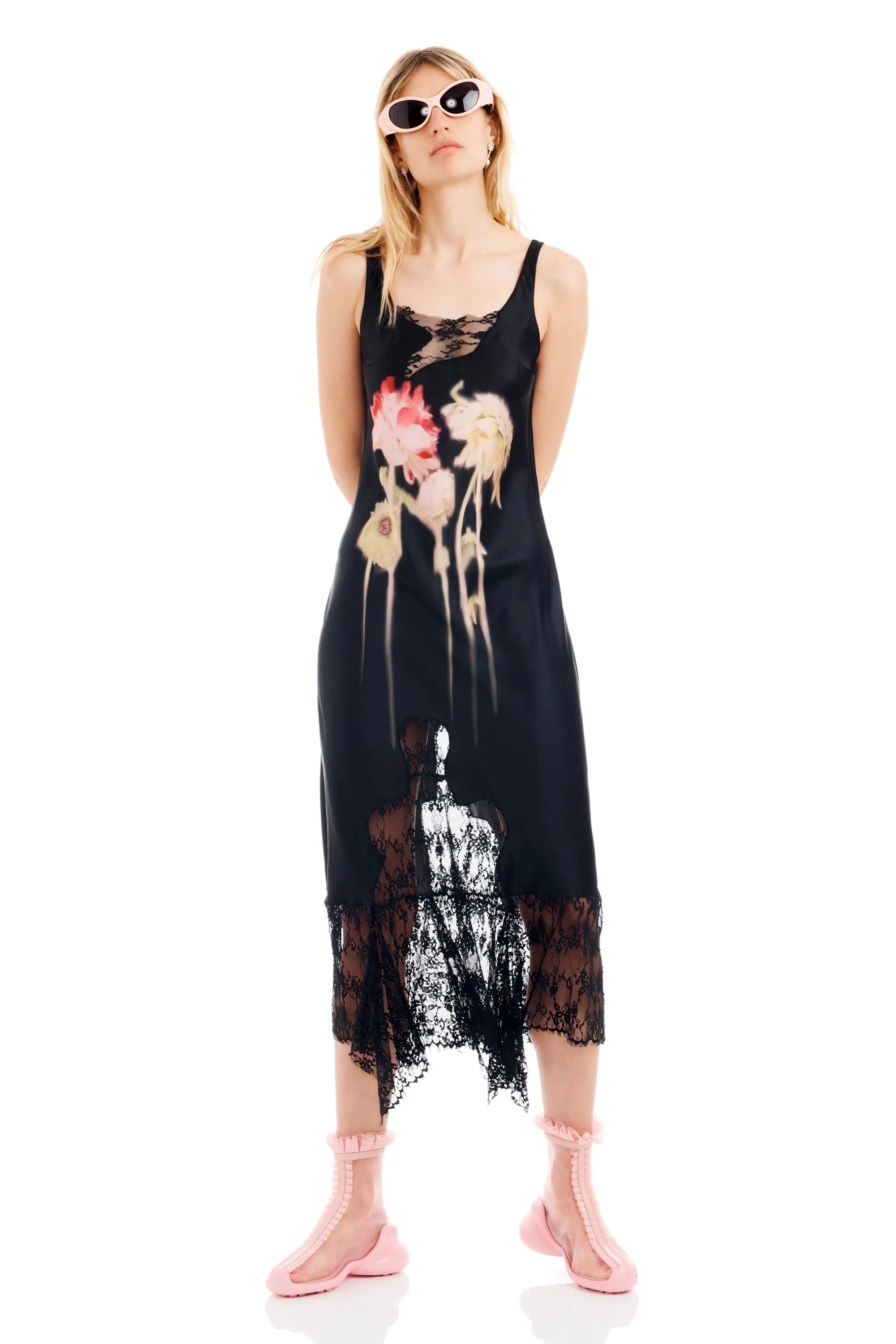 BLACK FLOWER DRIP ANEMONE DRESS sold by Collina Strada