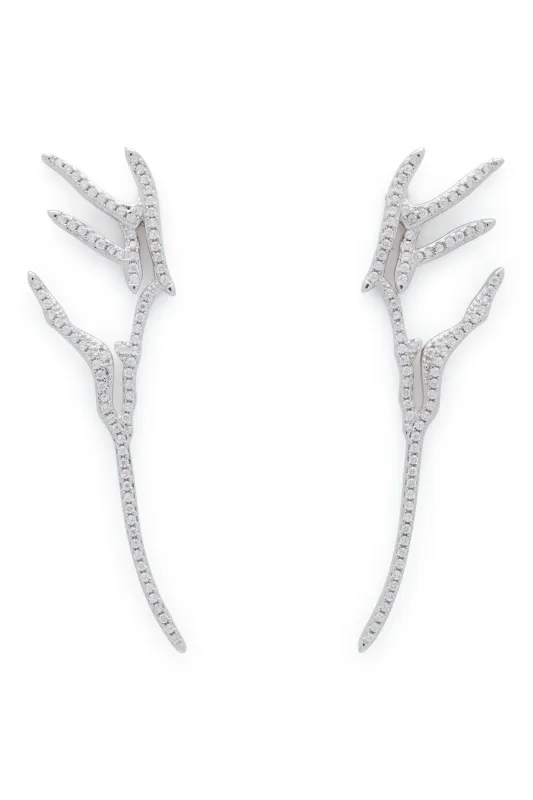 CRYSTAL CLEAR PAVE WING EARRINGS sold by Collina Strada